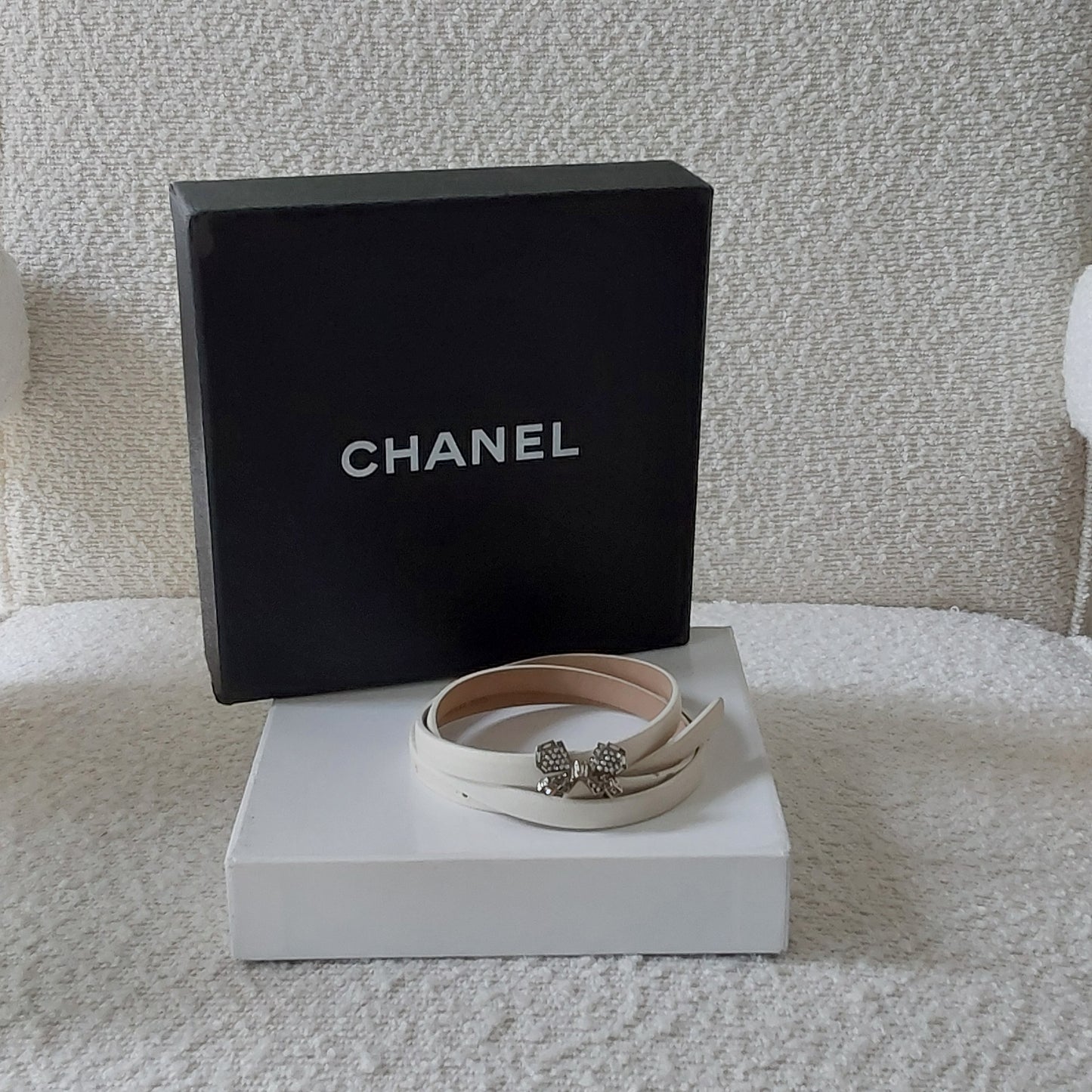 Chanel White Slim Belt