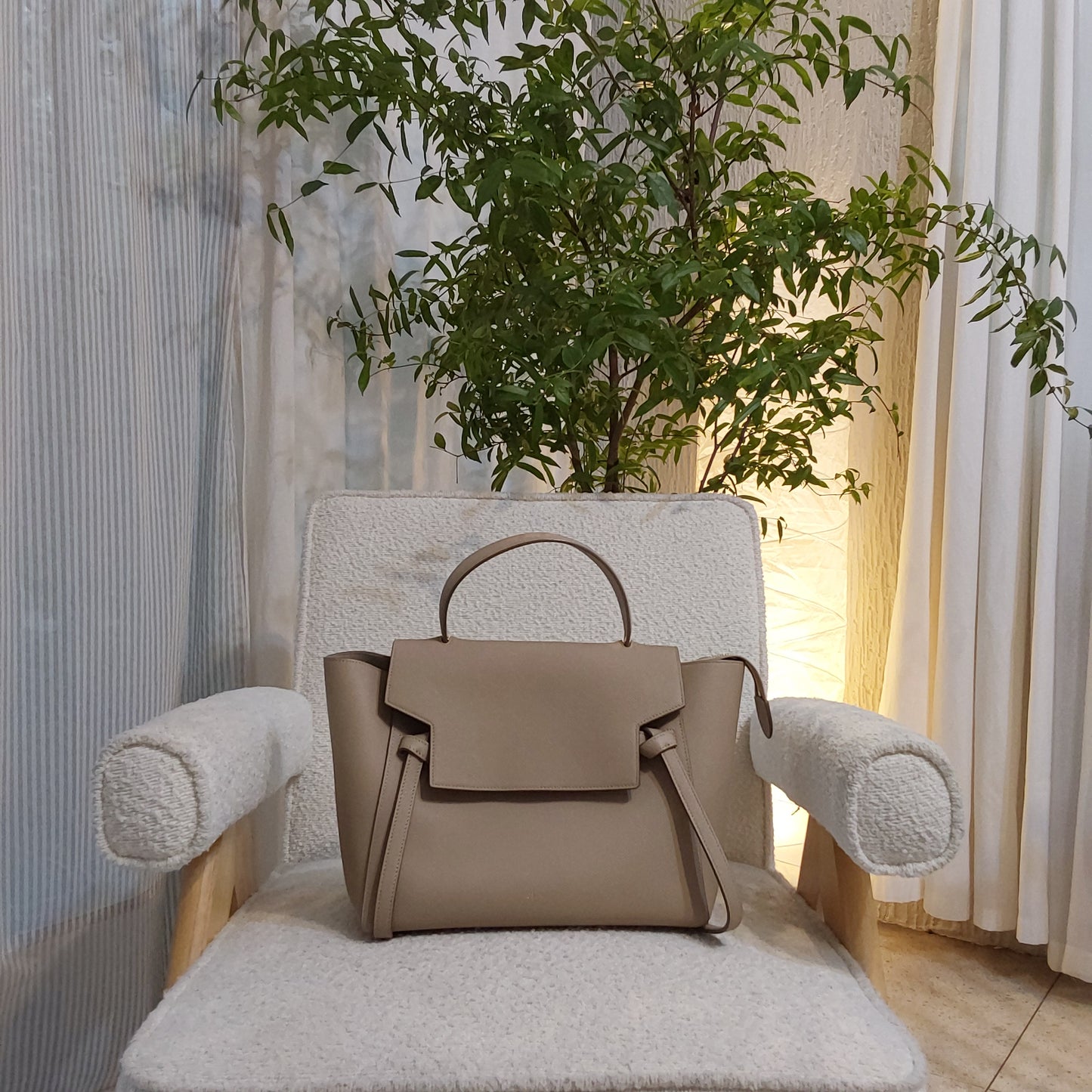 Celine Grained Calfskin 2-Way Micro Belt Bag Taupe