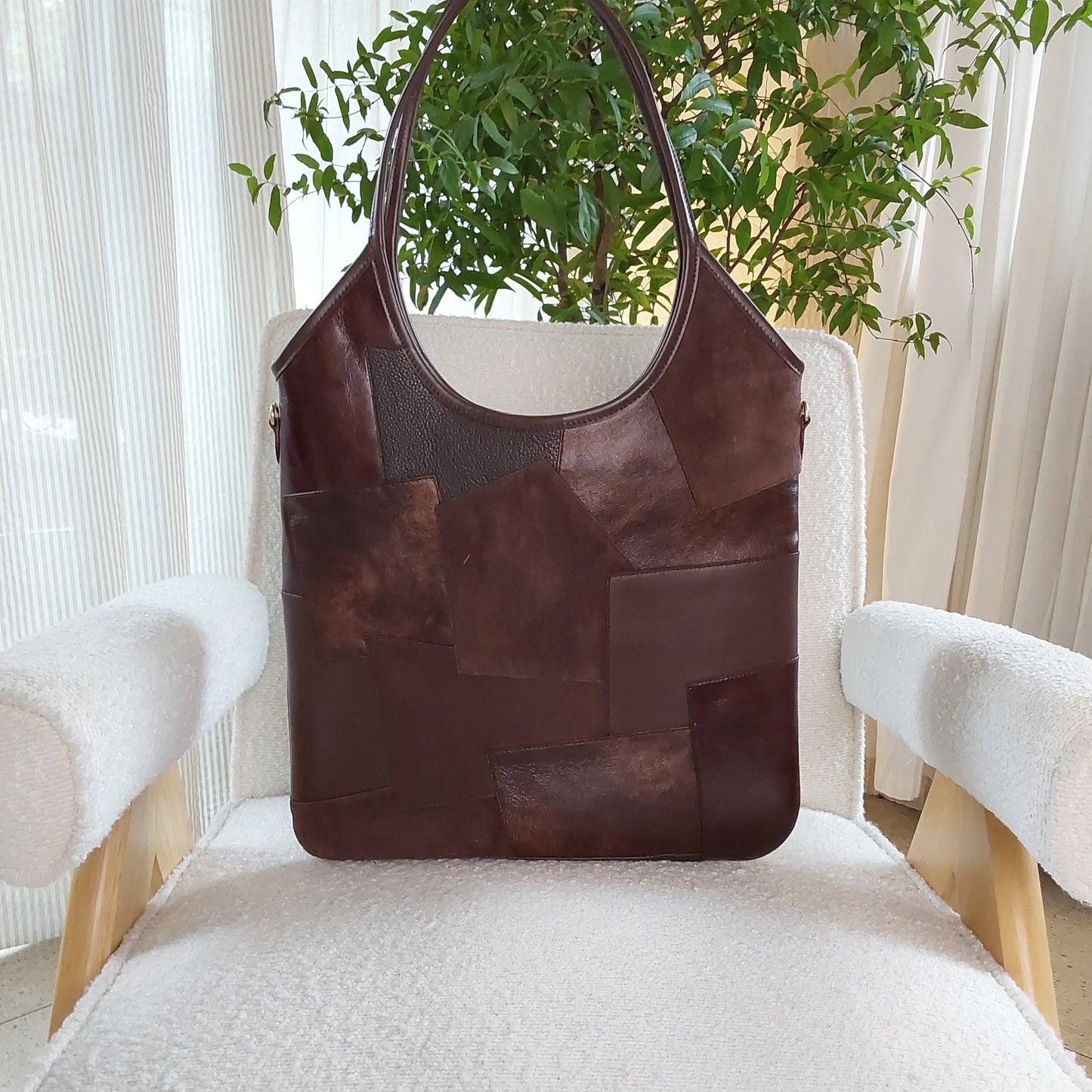 Miu Miu Upcycled Ivy Patchwork Tote Bag Brown Brandnew