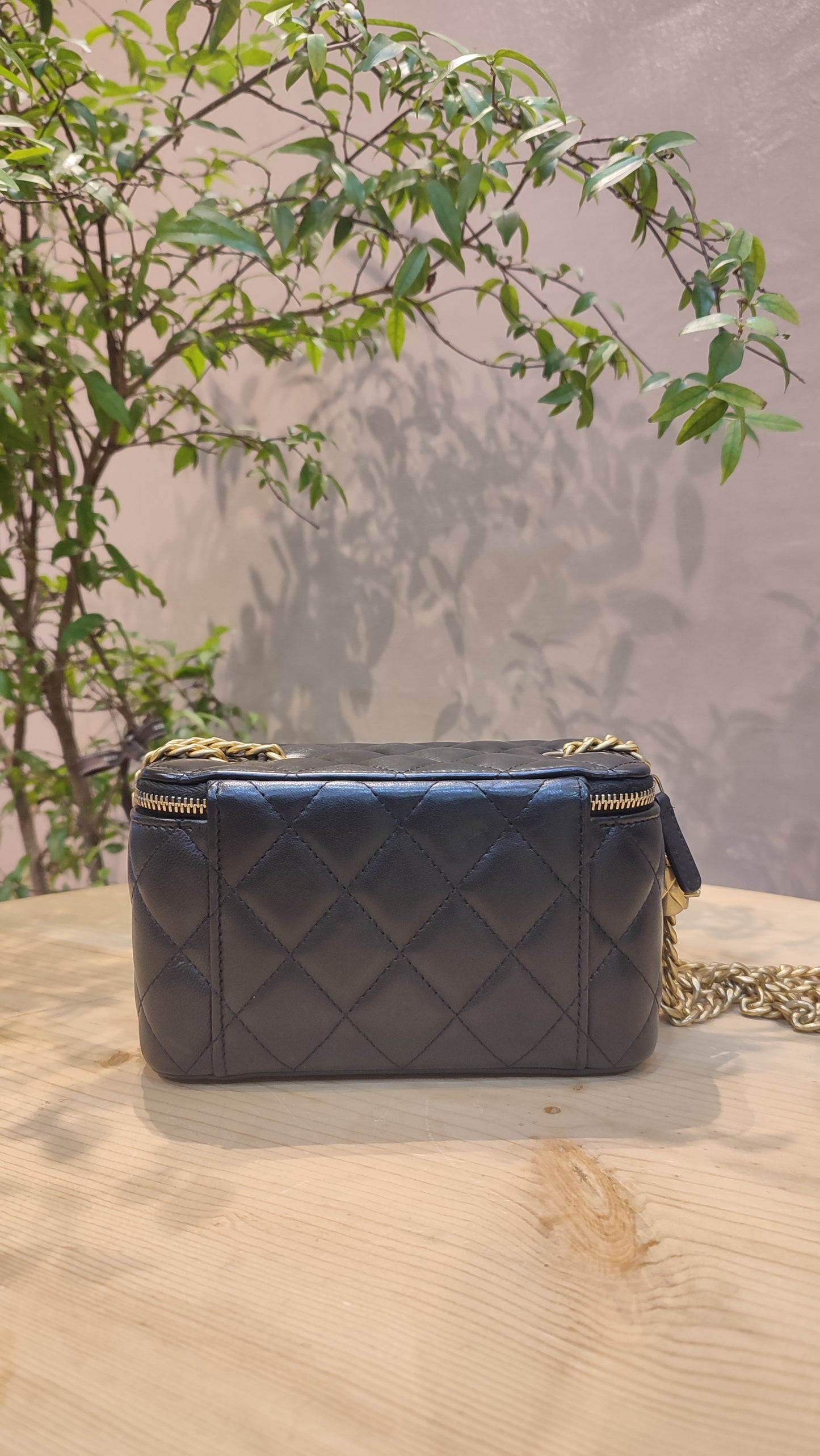 Chanel Quilted Lambskin Black Vanity Microchipped