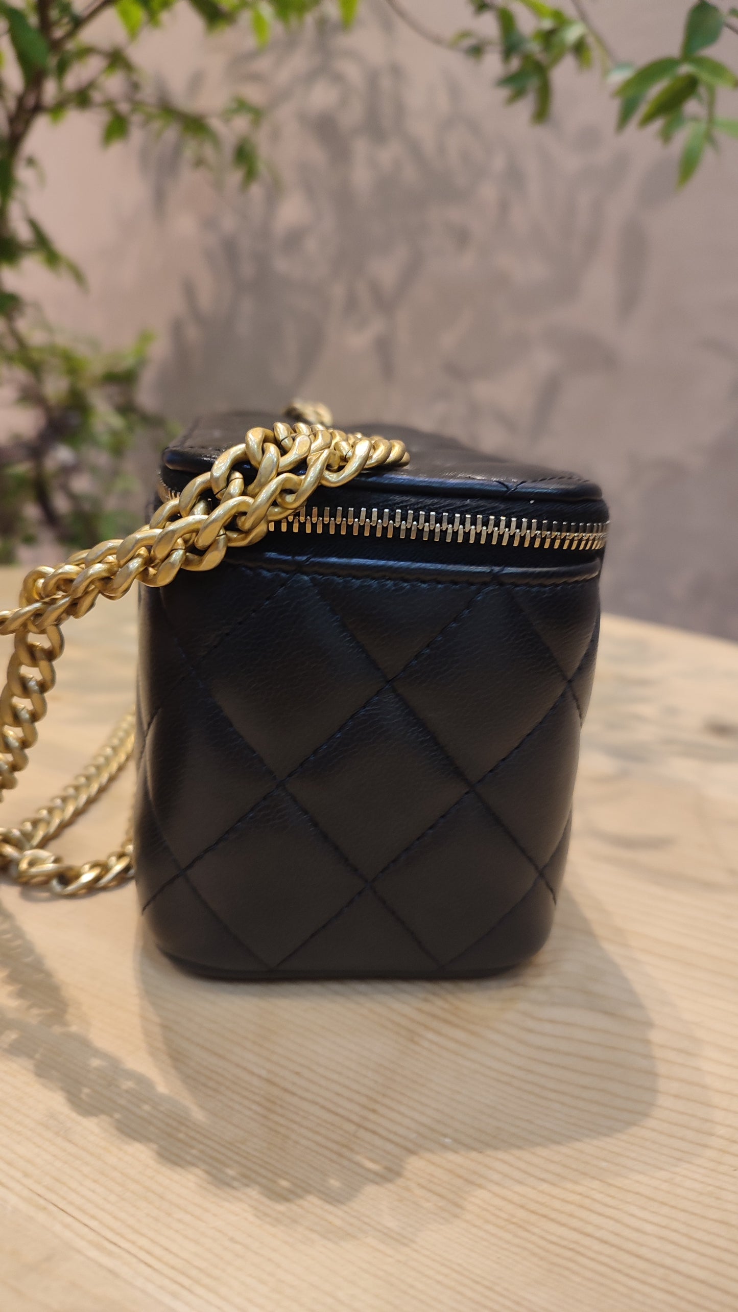 Chanel Quilted Lambskin Black Vanity Microchipped