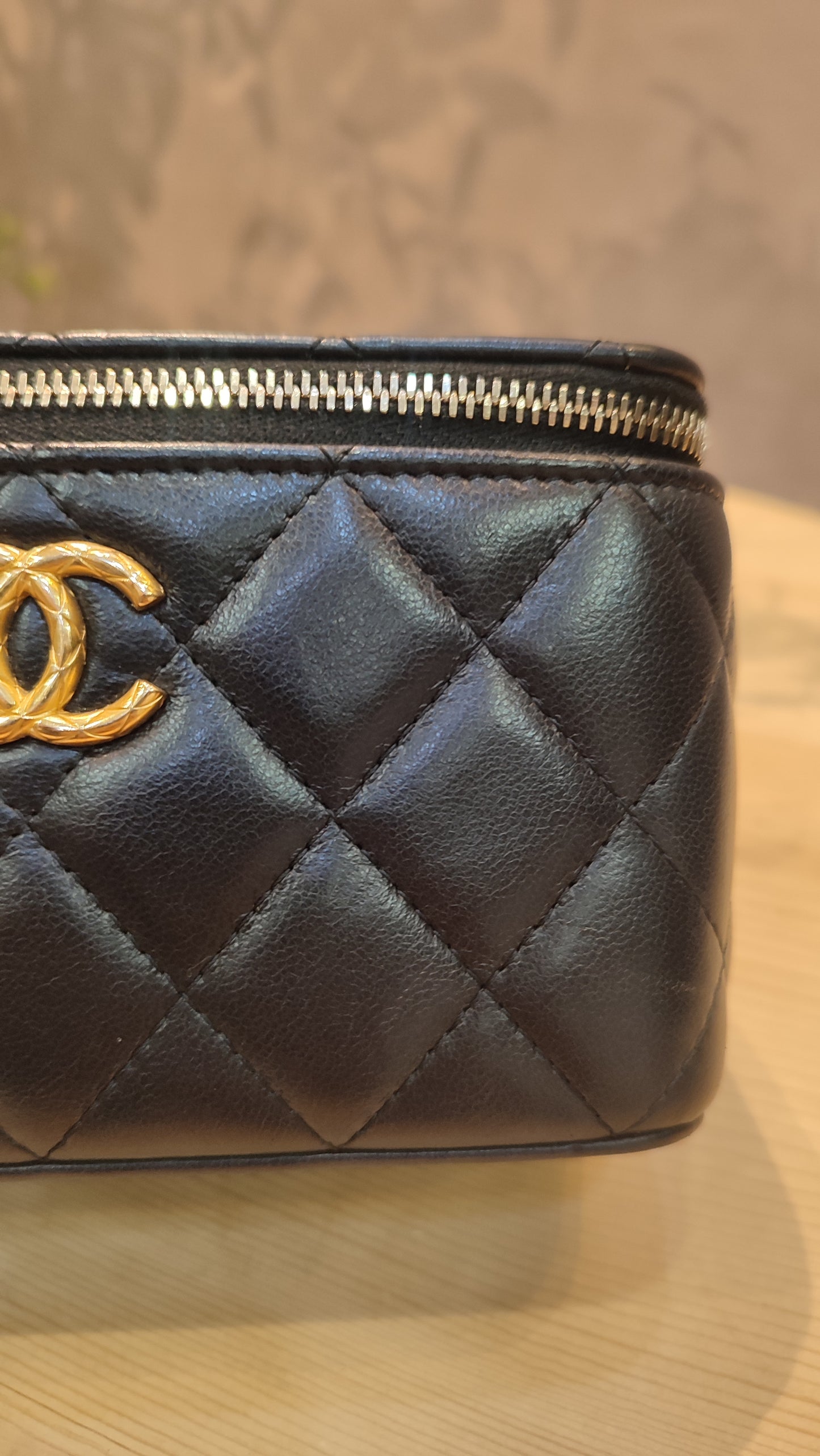 Chanel Quilted Lambskin Black Vanity Microchipped