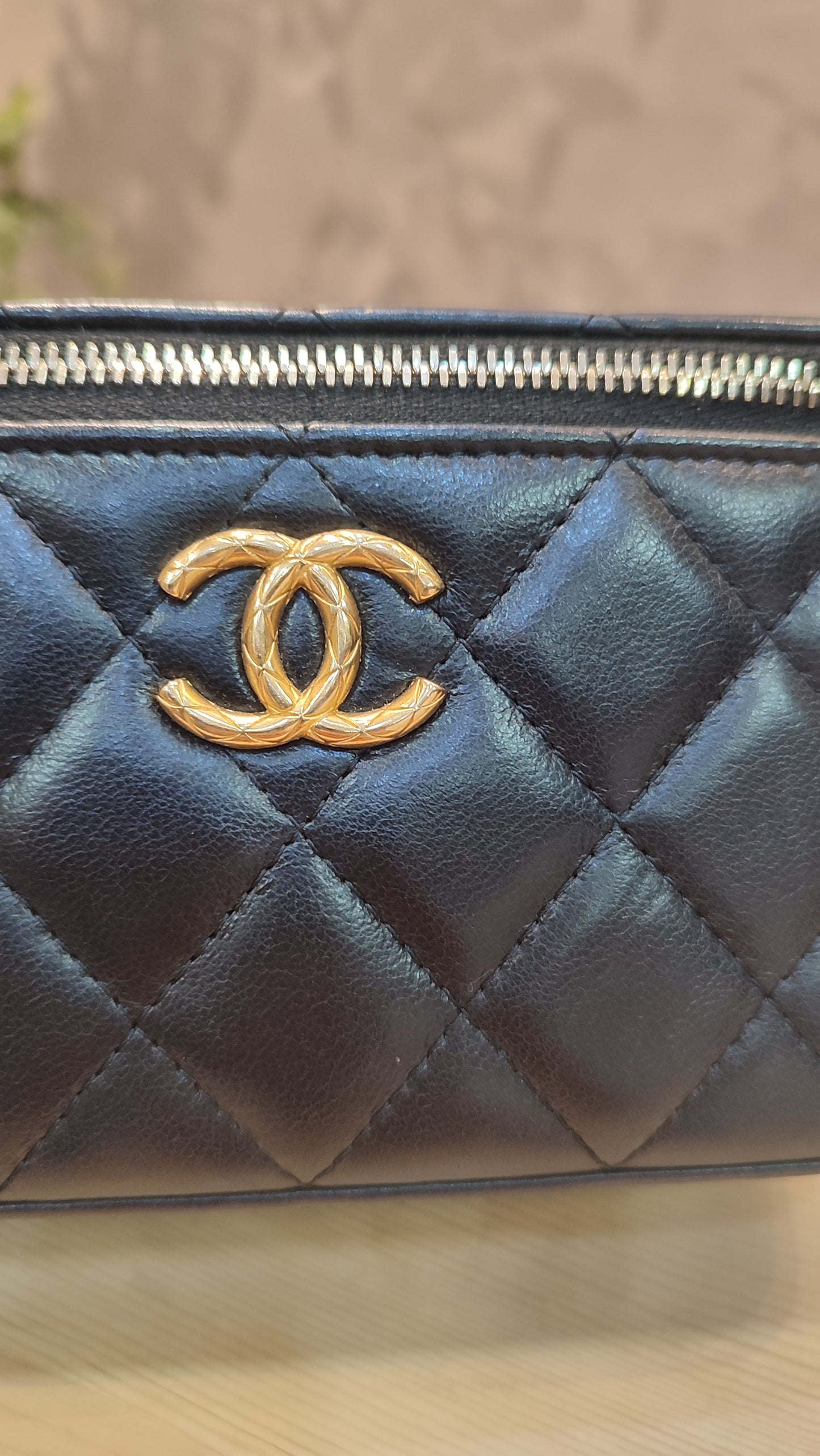Chanel Quilted Lambskin Black Vanity Microchipped