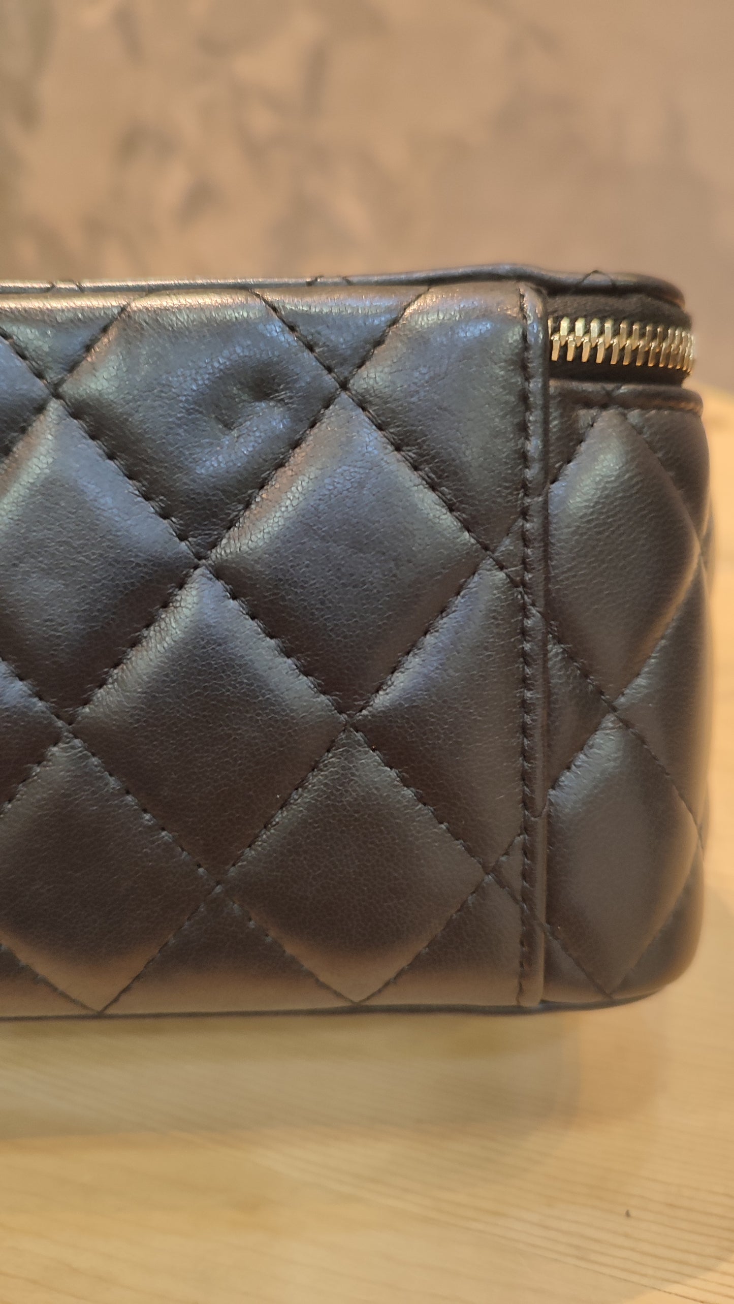 Chanel Quilted Lambskin Black Vanity Microchipped
