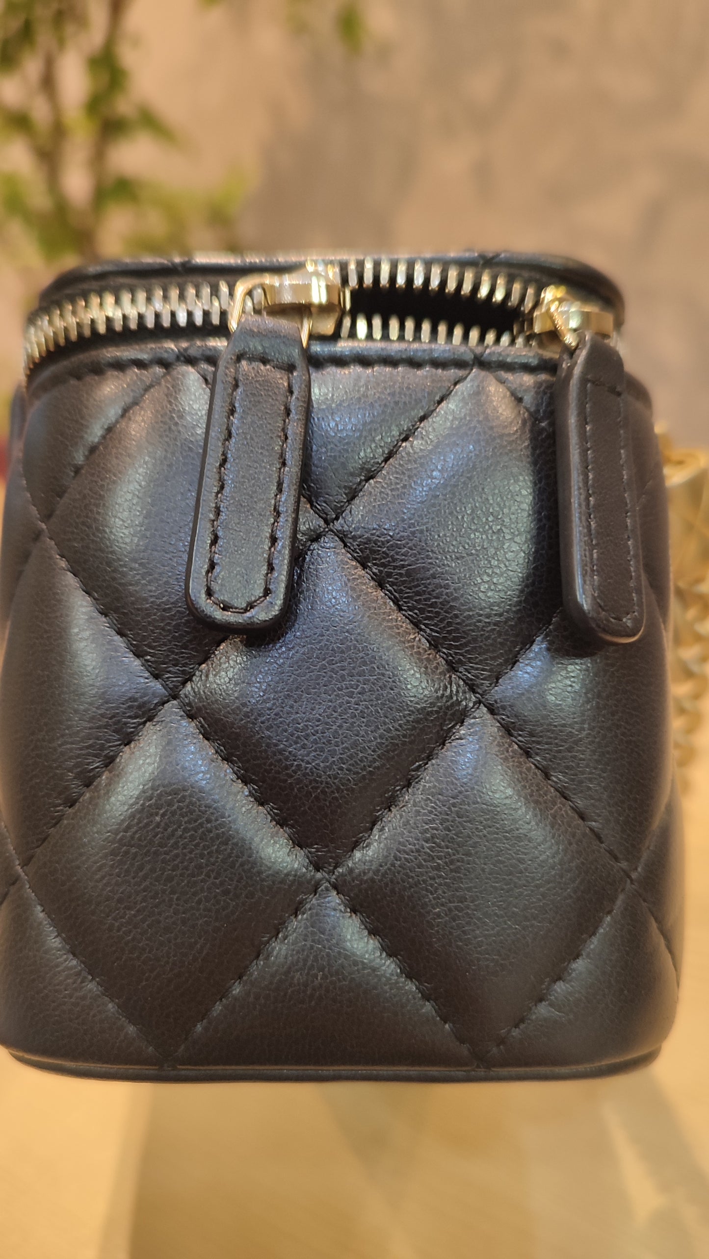 Chanel Quilted Lambskin Black Vanity Microchipped