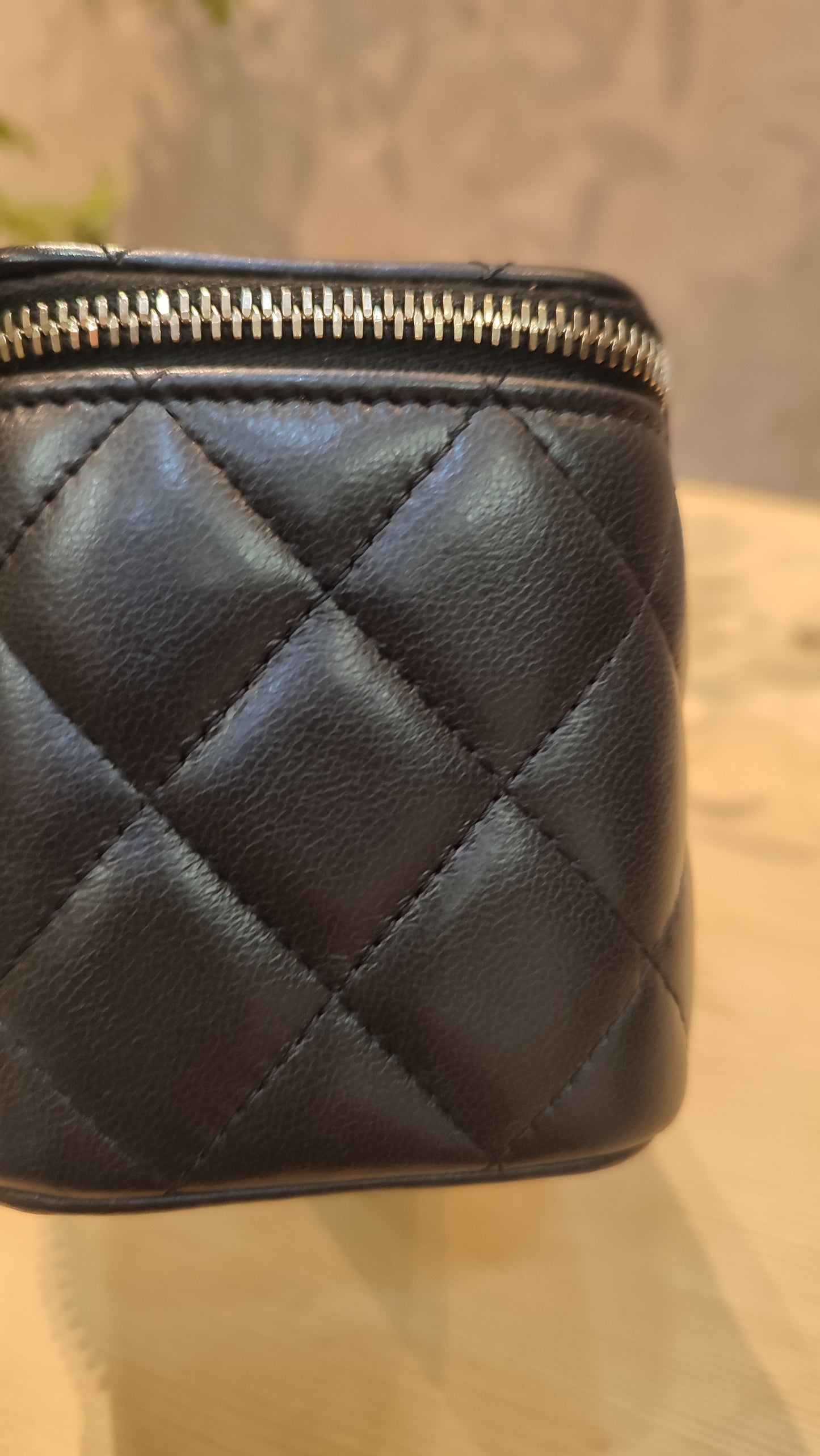 Chanel Quilted Lambskin Black Vanity Microchipped