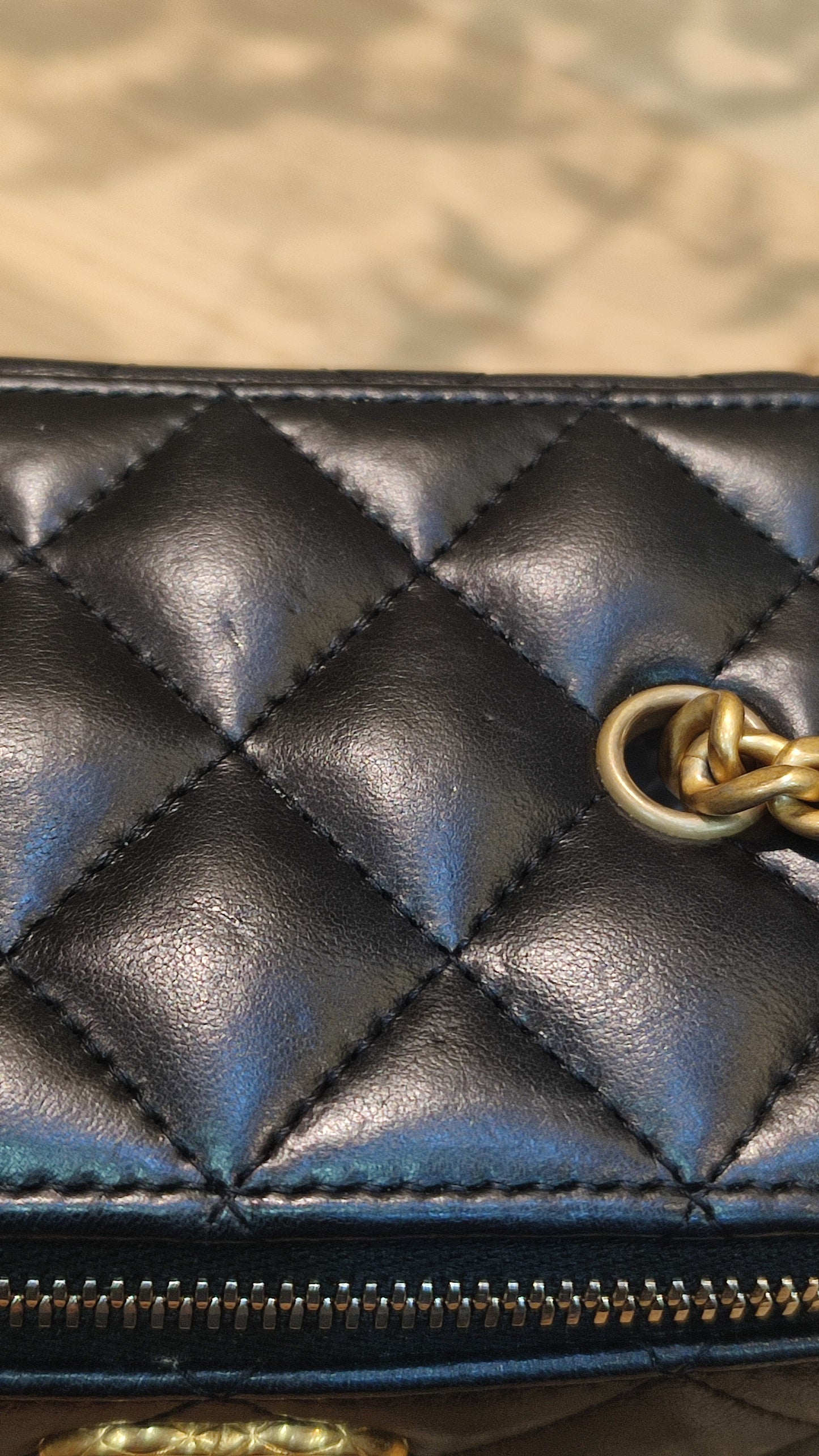 Chanel Quilted Lambskin Black Vanity Microchipped