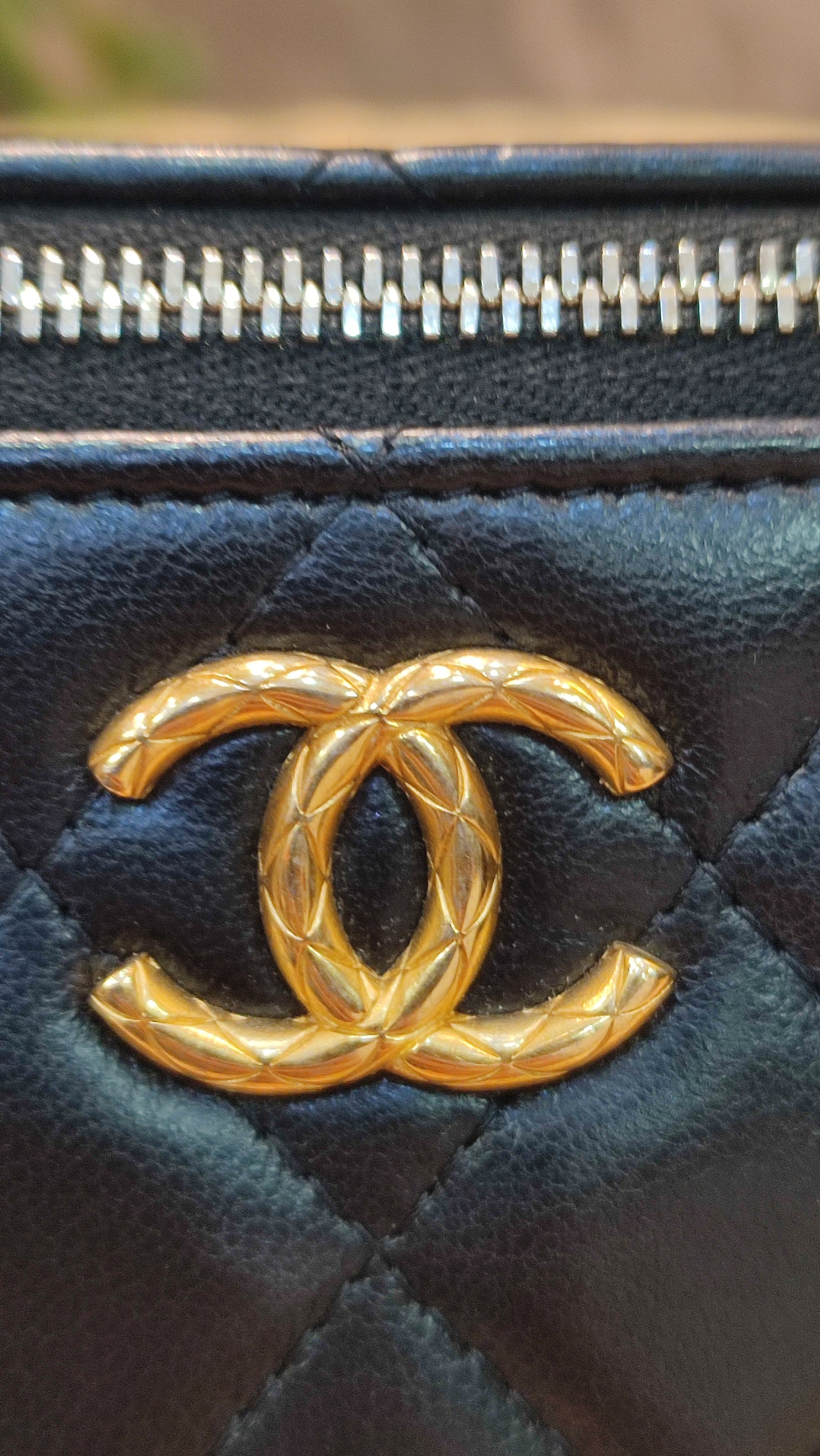 Chanel Quilted Lambskin Black Vanity Microchipped