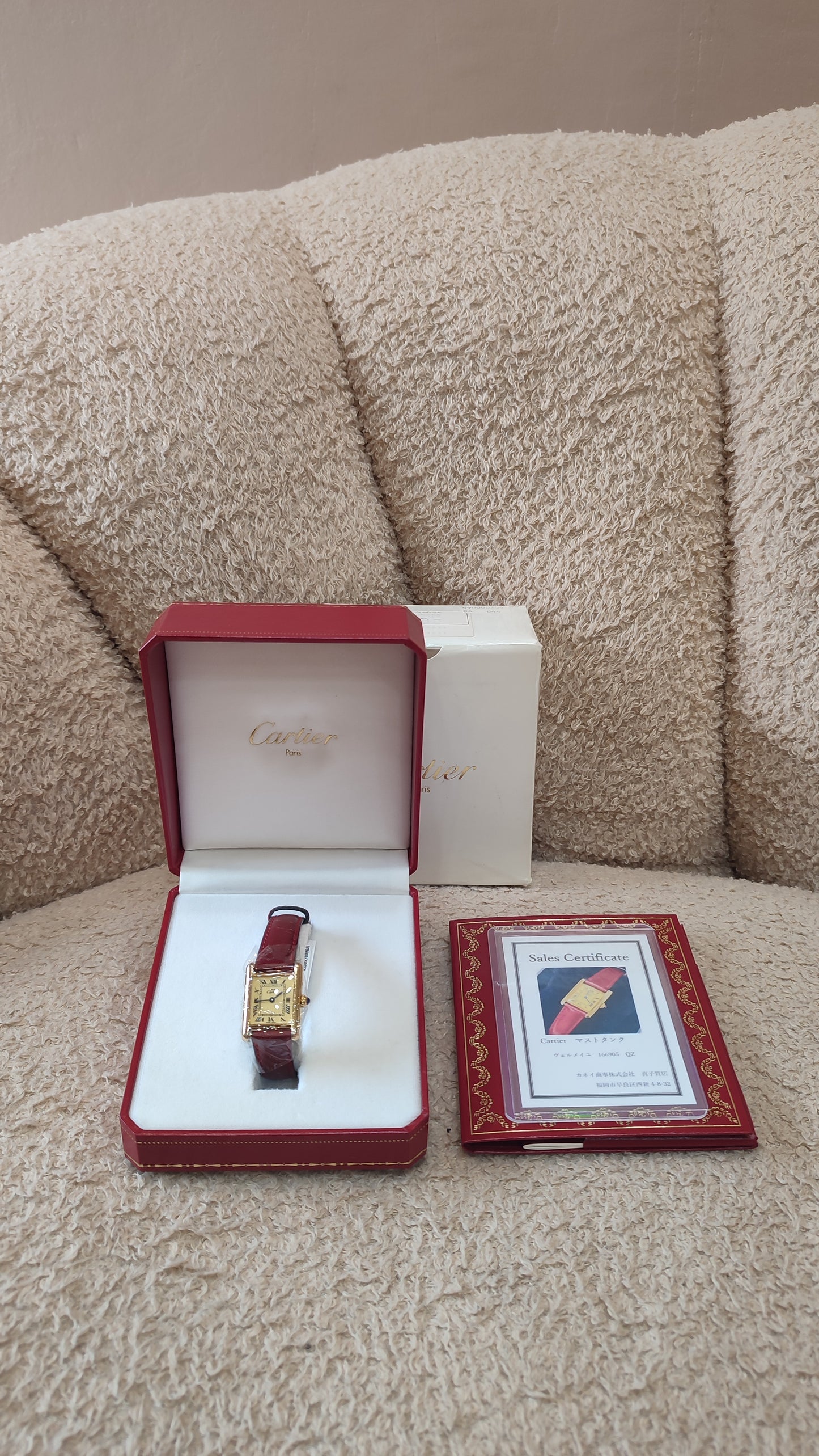 Cartier Louie Tank Red Leather 20mm Watch