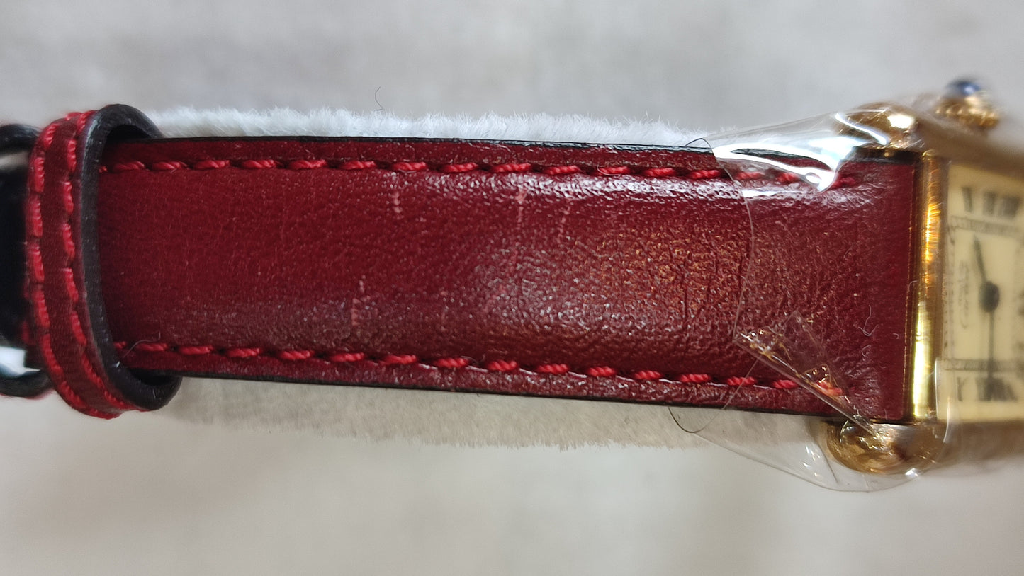 Cartier Louie Tank Red Leather 20mm Watch
