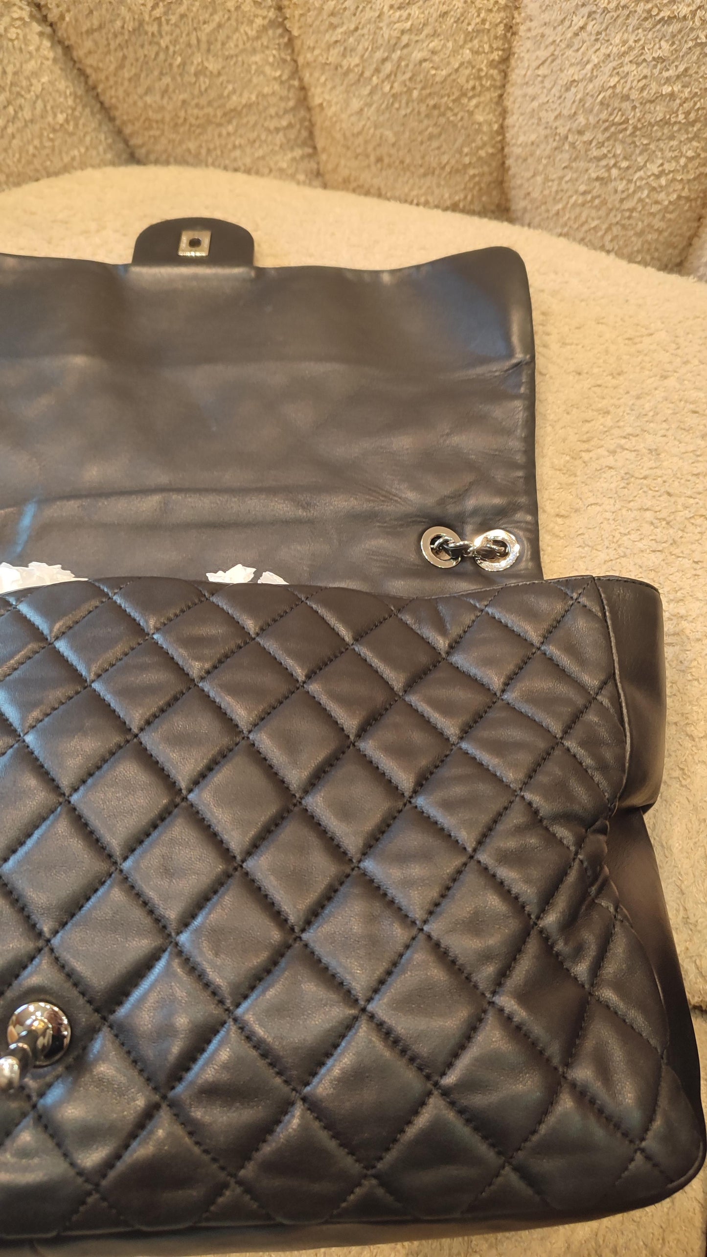 Chanel Coco Rain Single XXL Flap Lambskin Black Series 14