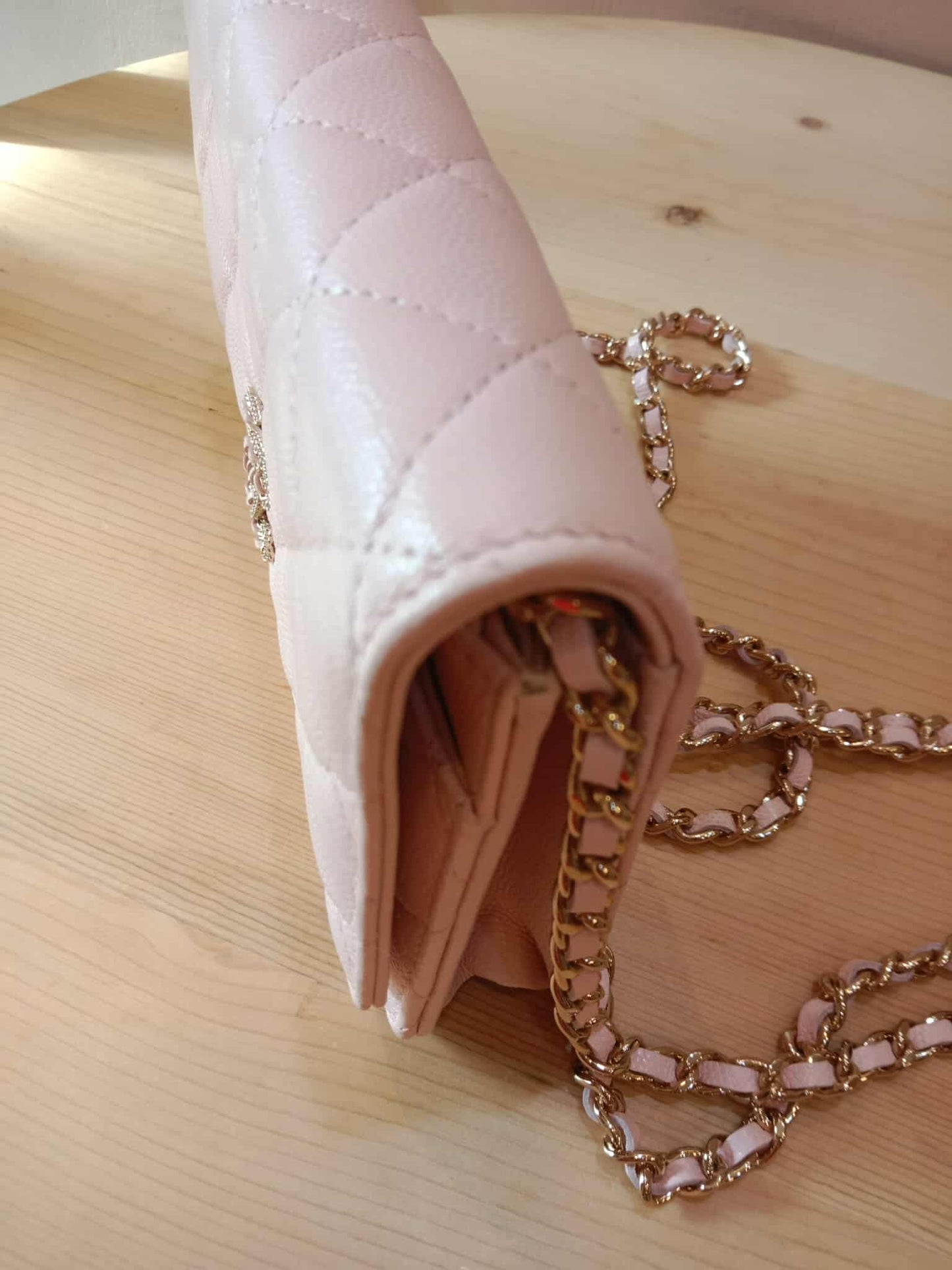 Chanel CC Wallet on Chain Light Pink Microchipped