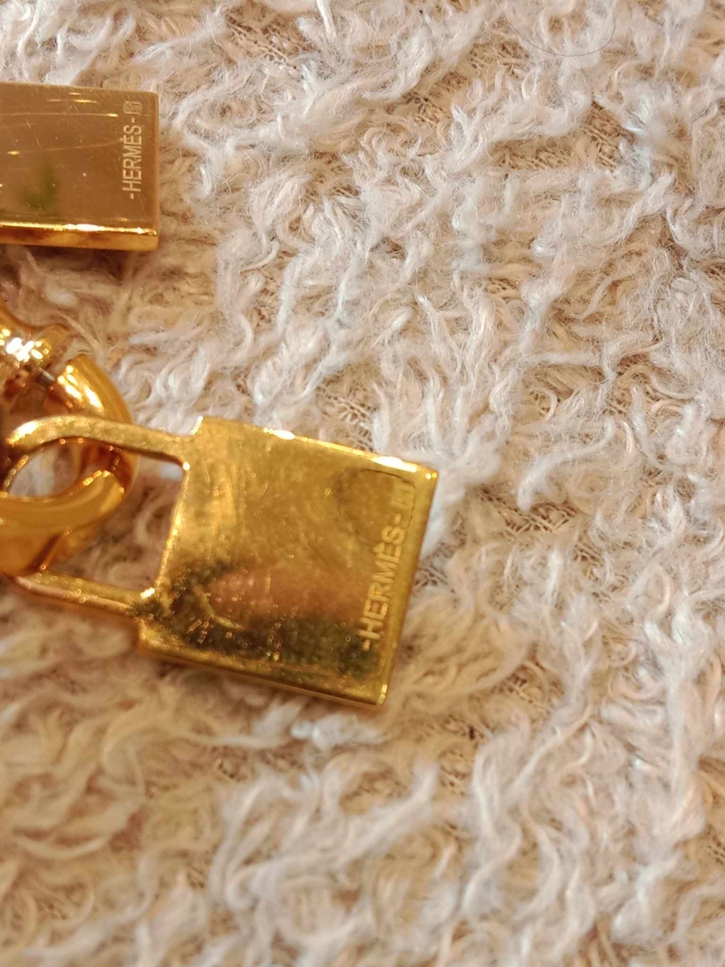 Hermes O'Kelly Gold on Gold Earrings Stamp Z 2021