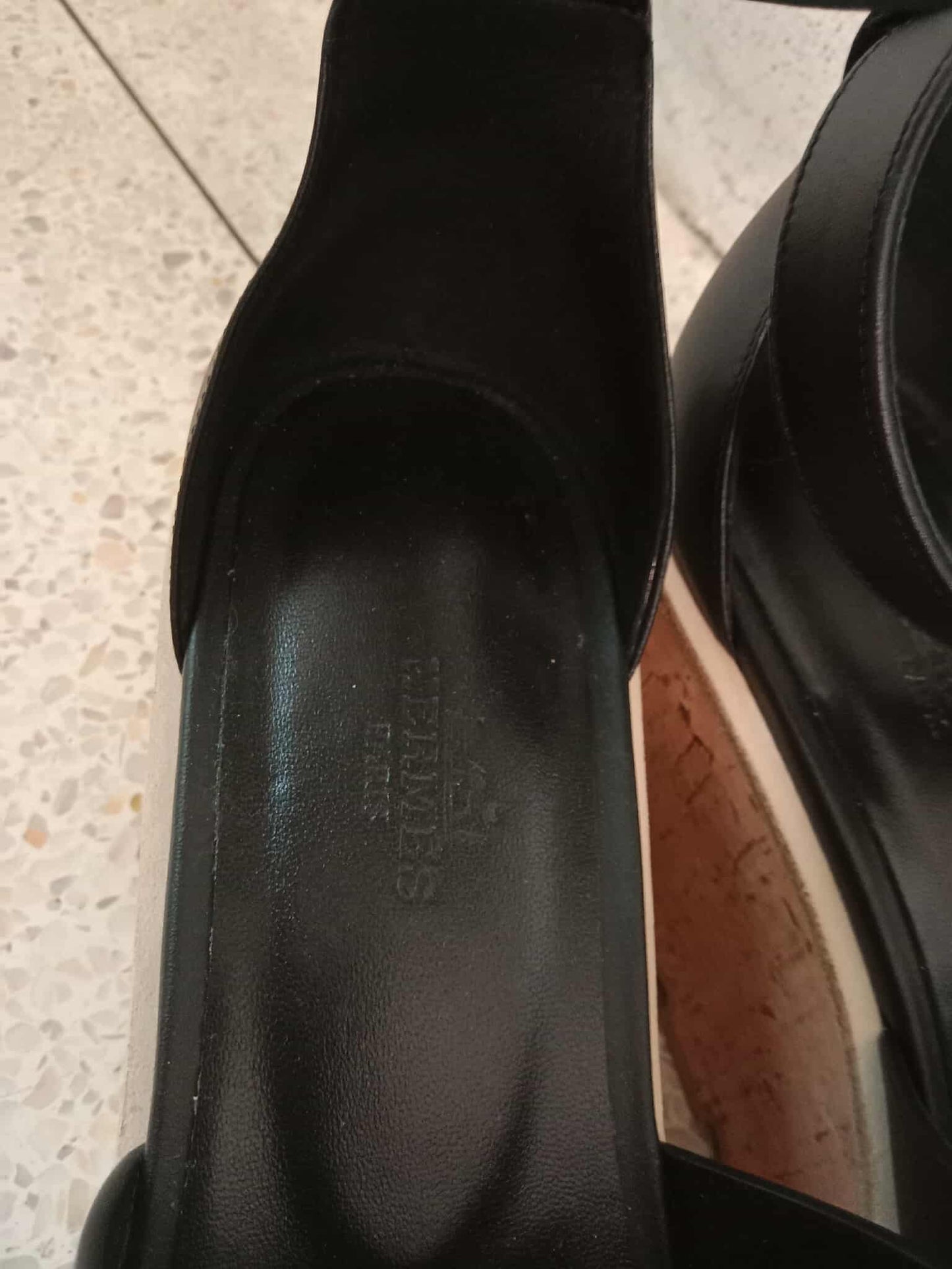 Hermes Wedge Sandals Black Size 38