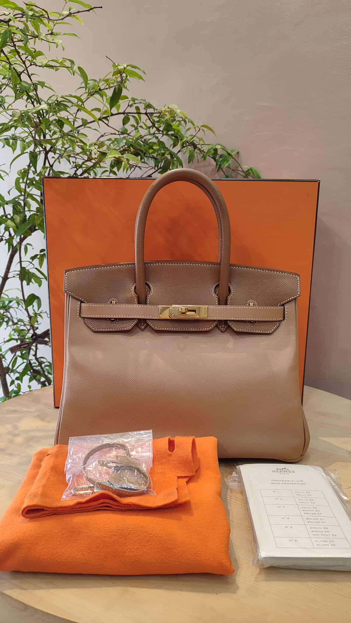 Hermes Birkin 30 Bicolor Gold/Biscuit Epsom Stamp G Square 2003 GHW