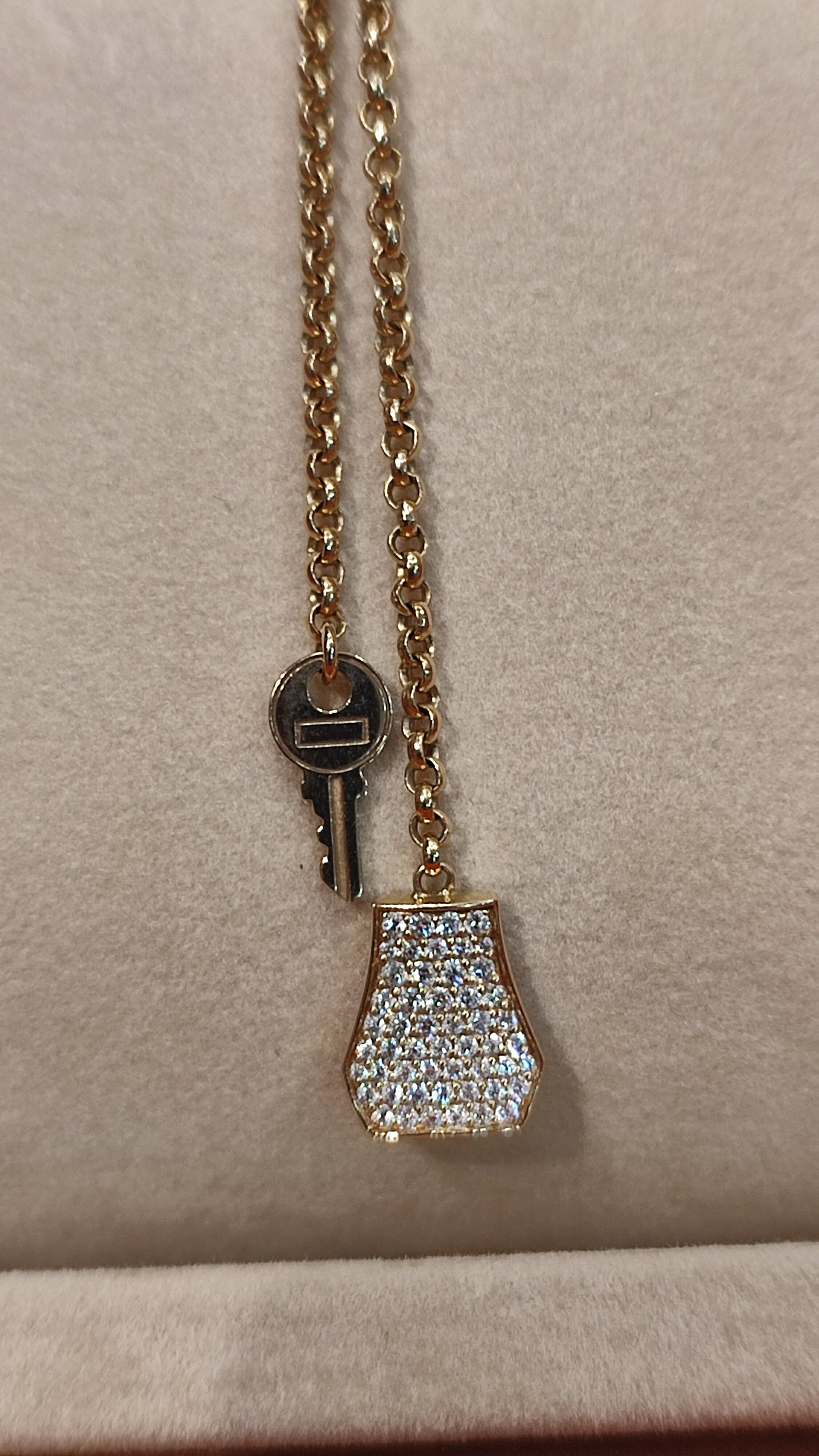 Hermes Kelly Clochette Diamond/Gold Necklace Fullset