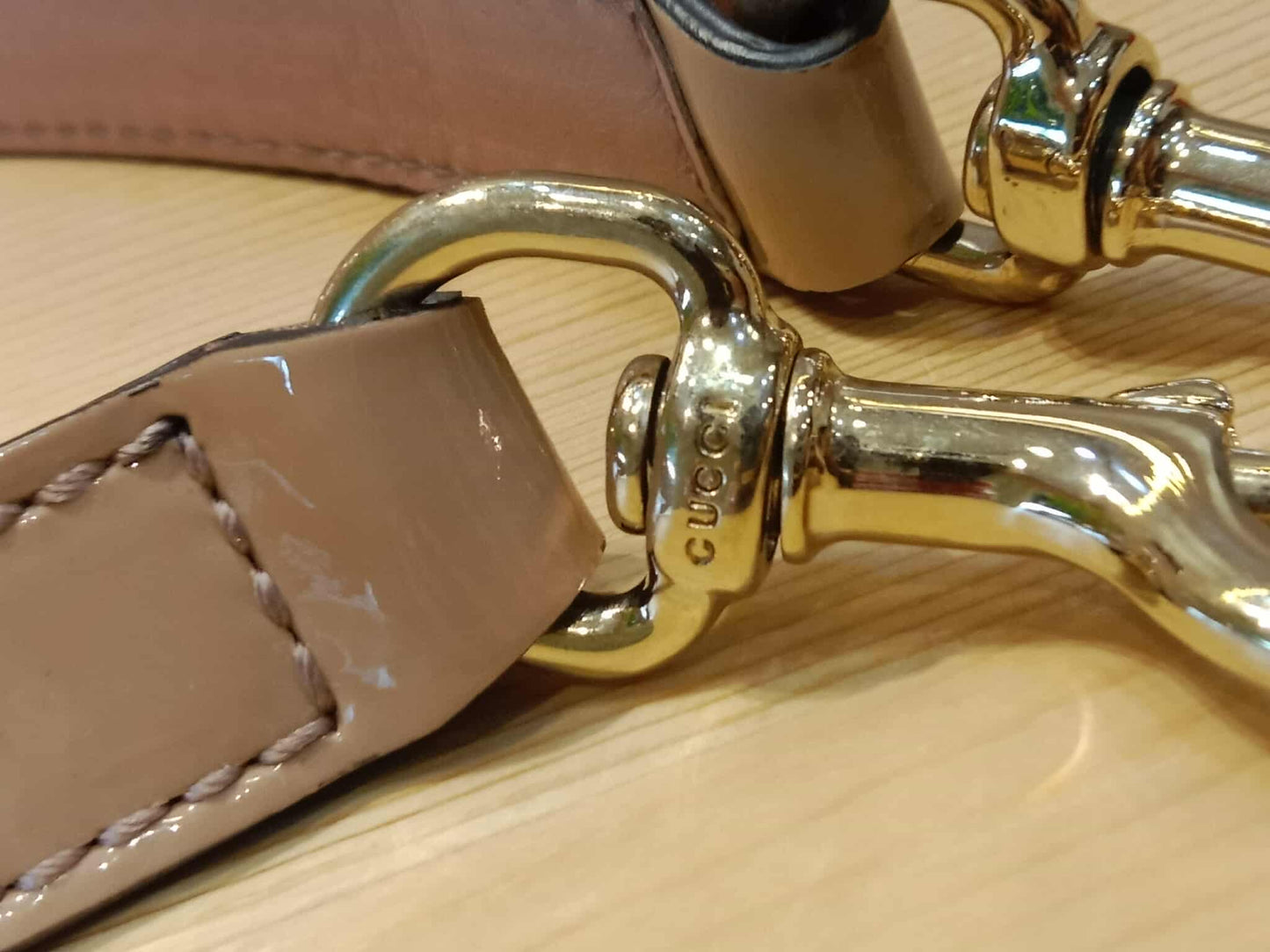 Gucci Beige Microguccissima Nice Patent Leather Satchel Bag