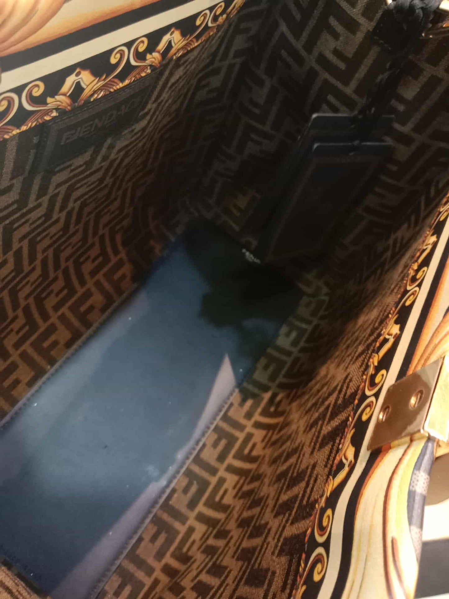 Fendi x Versace Fendace Baroque Print Sunshine Shopper Tote Satchel