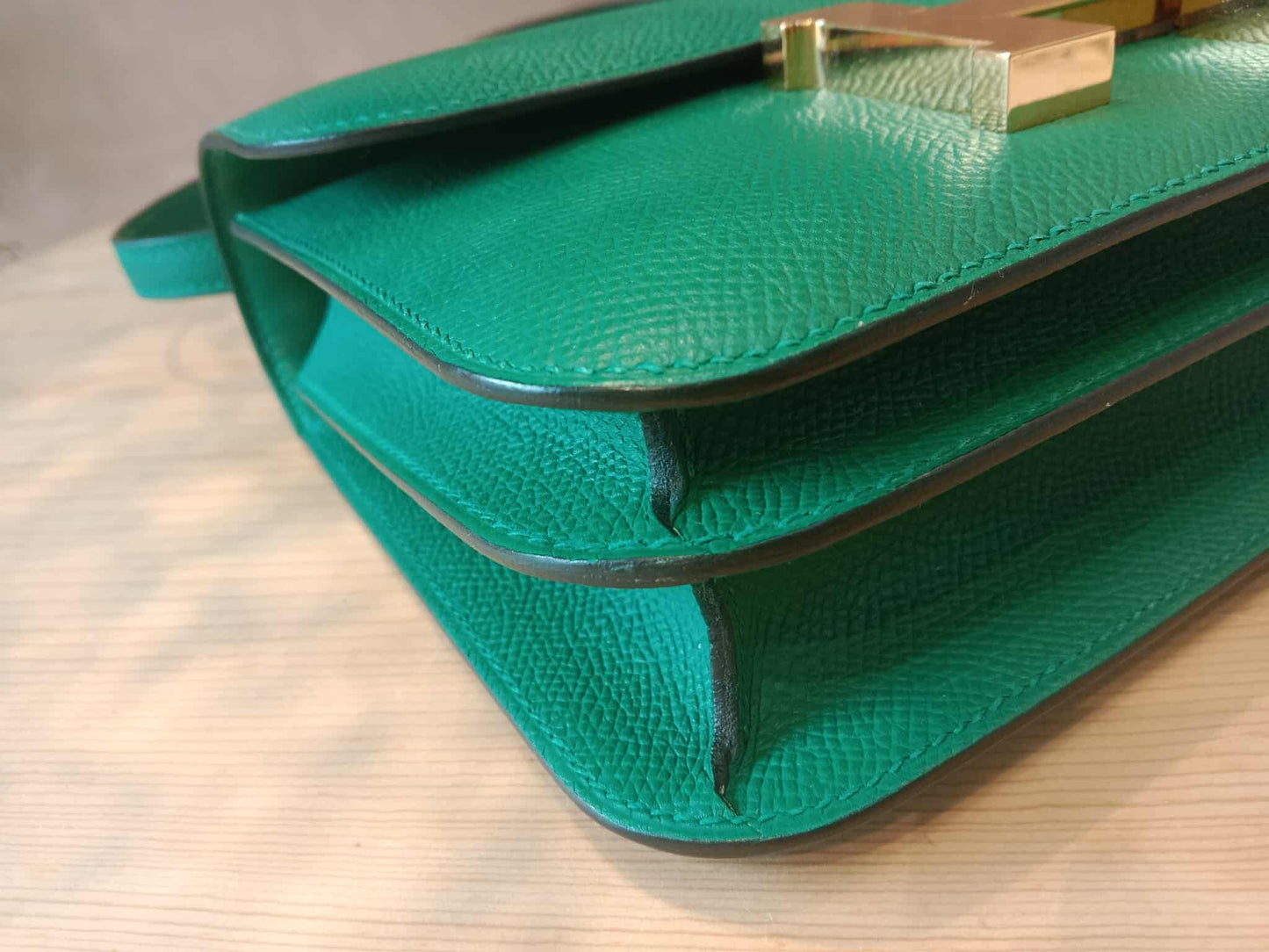 Hermes Constance 18 Green Epsom Stamp C 2018