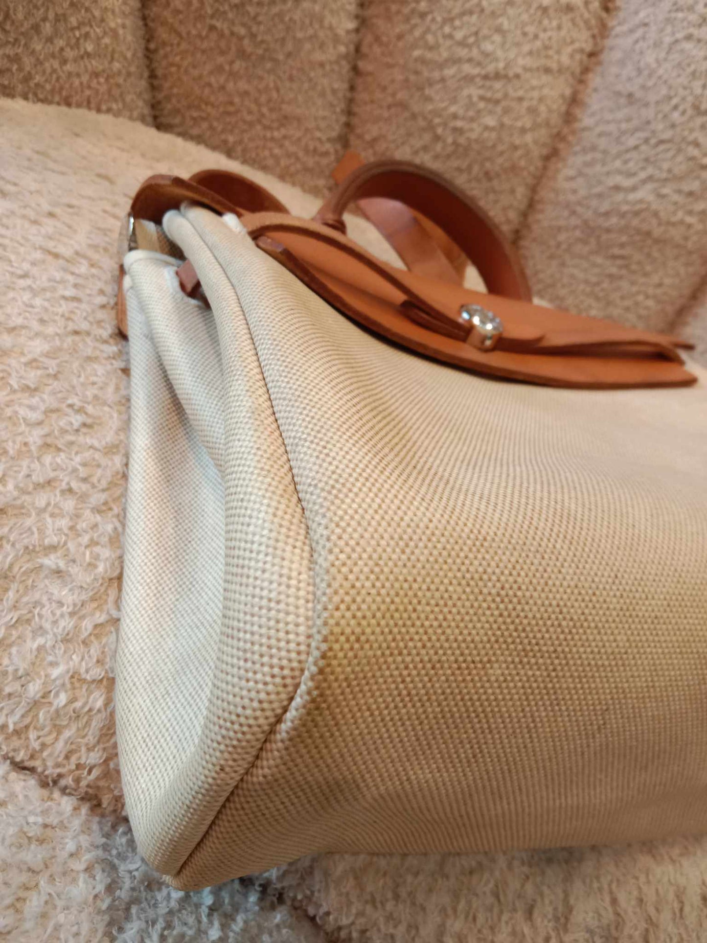 Hermes Herbag Canvas Beige/Brown Stamp B Square 1998