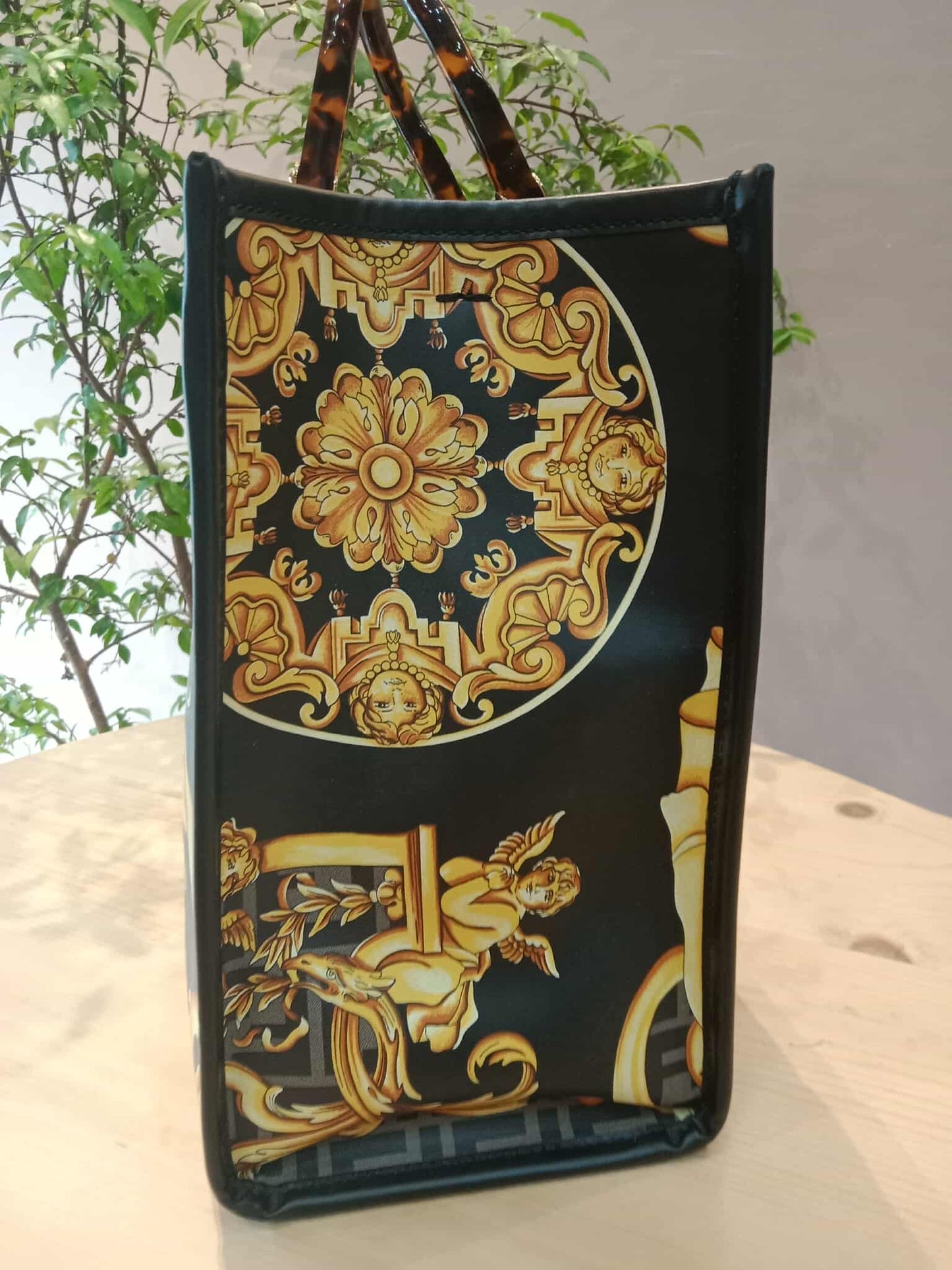 Fendi x Versace Fendace Baroque Print Sunshine Shopper Tote Satchel