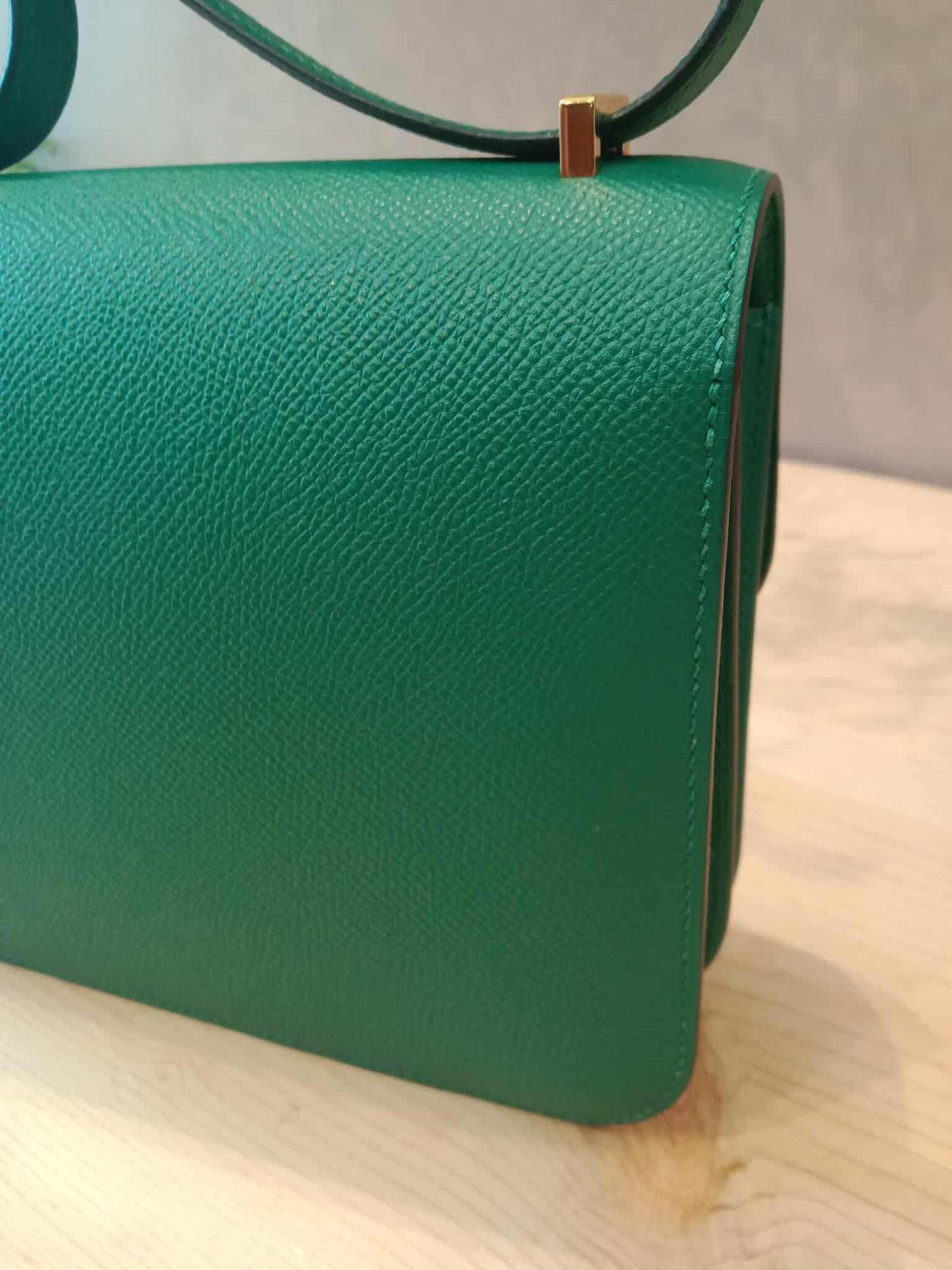 Hermes Constance 18 Green Epsom Stamp C 2018