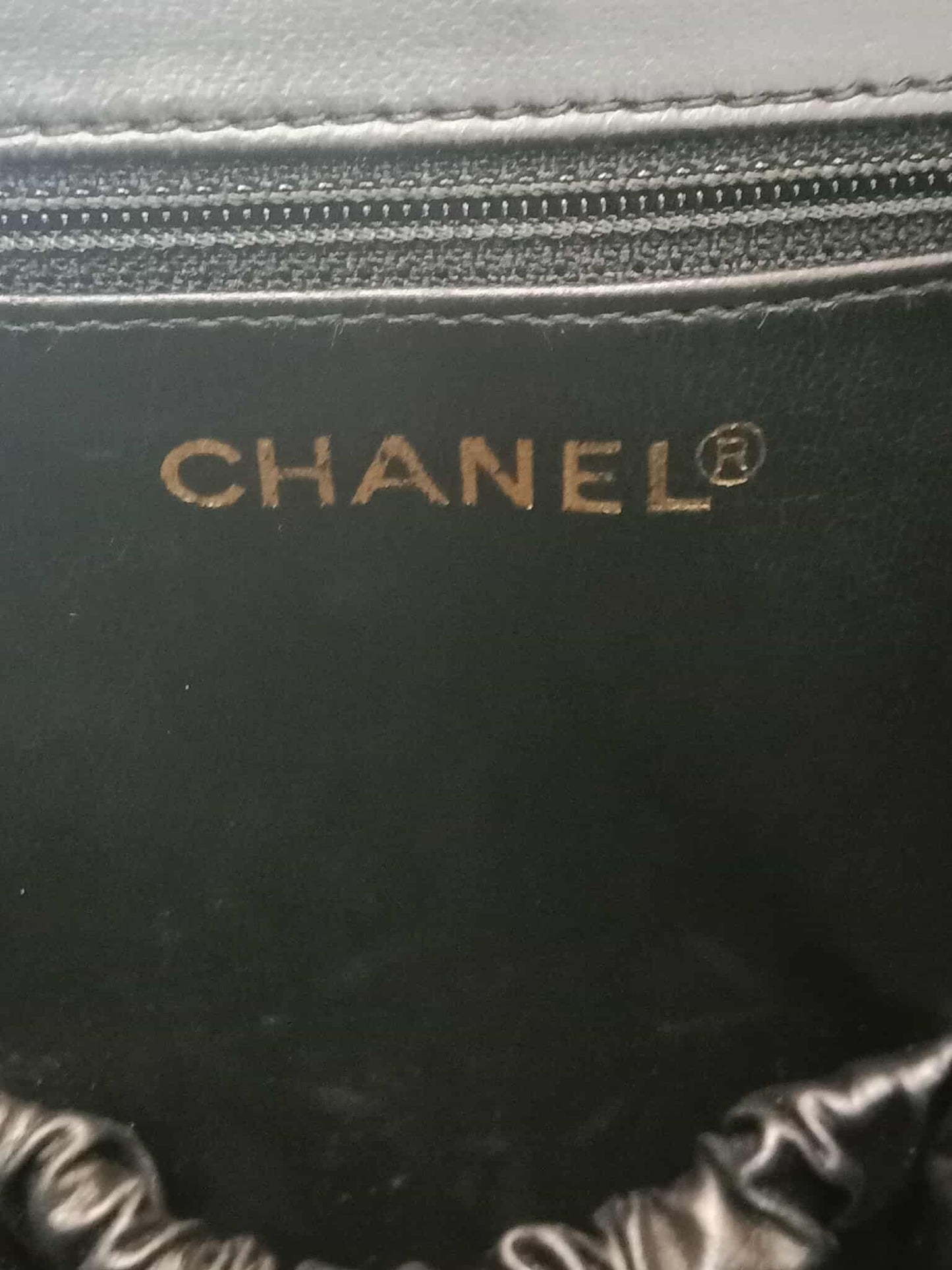 Chanel Vanity Black Leather Stitched Cosmetic Beauty Bag Series 2