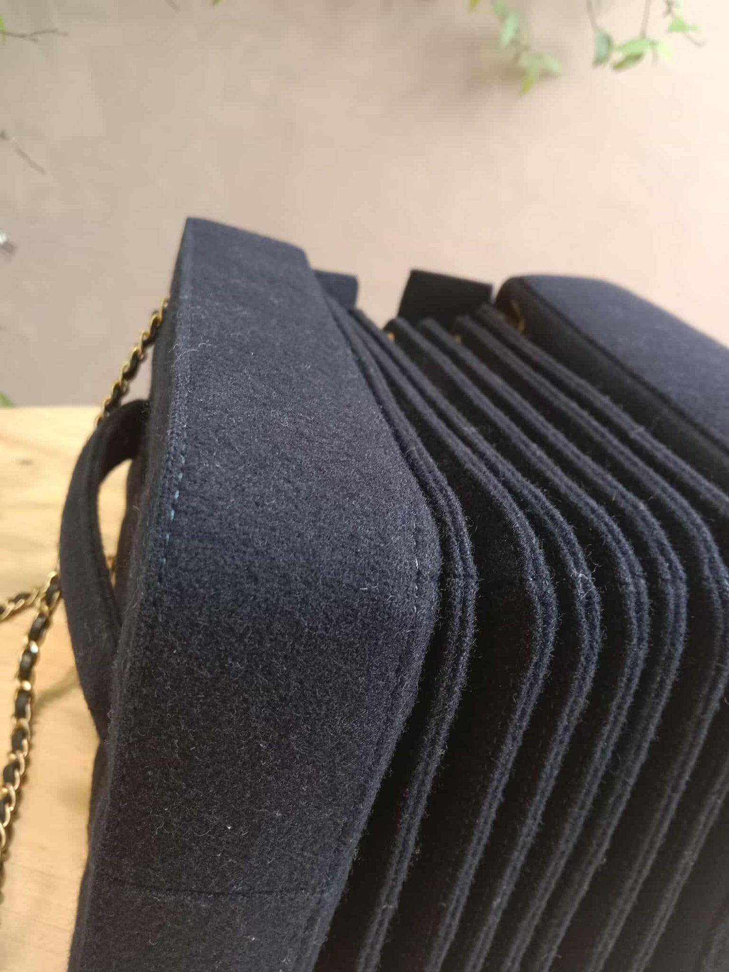 Chanel Paris-Hamburg Accordion Quilted Navy Blue Wool Aged Crossbody Runway Bag Series 25