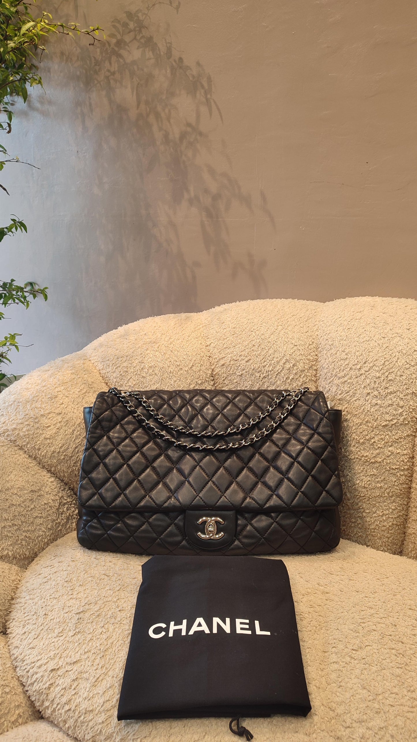 Chanel Coco Rain Single XXL Flap Lambskin Black Series 14