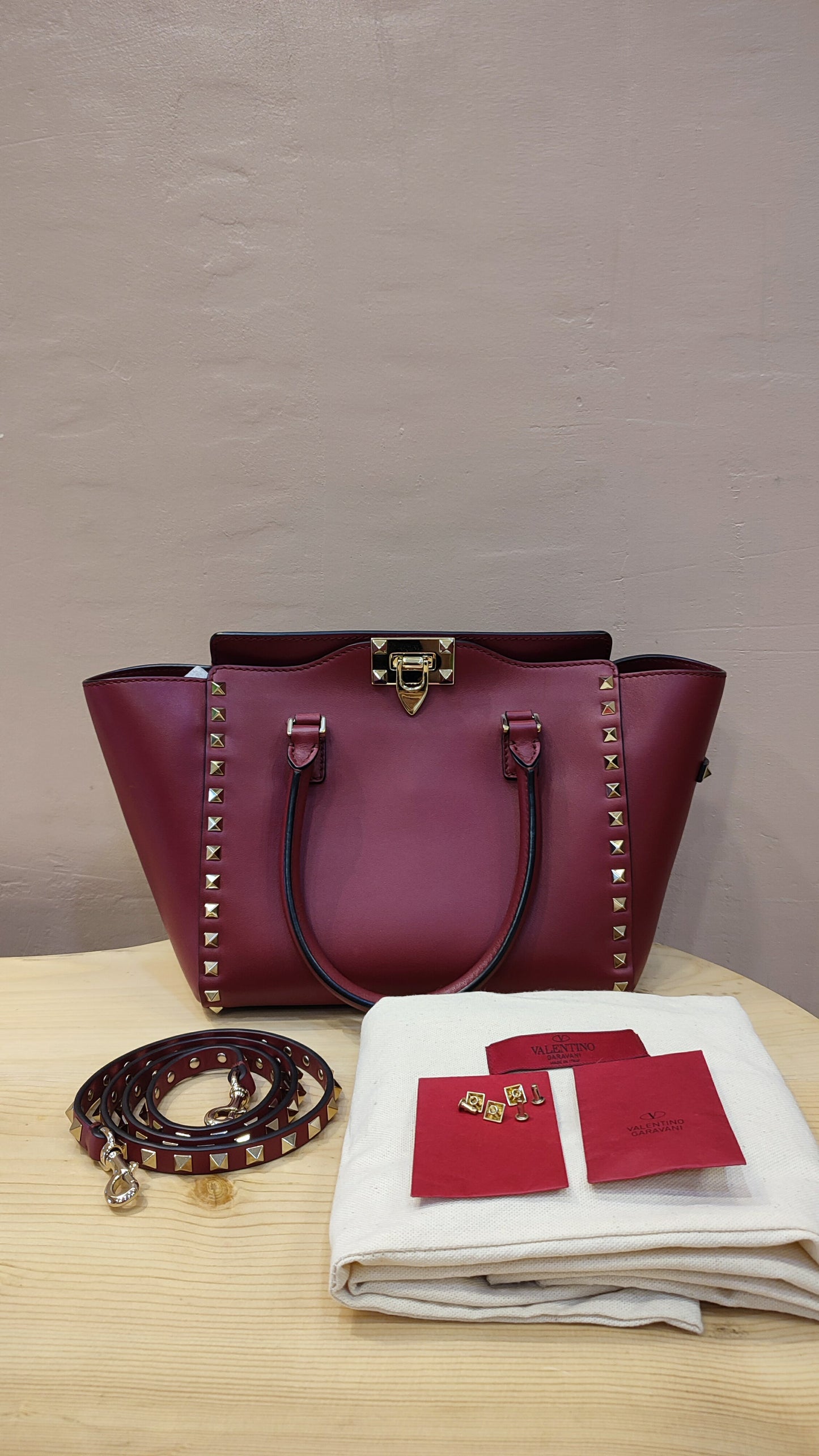 Valentino Rockstud Red Tote Bag