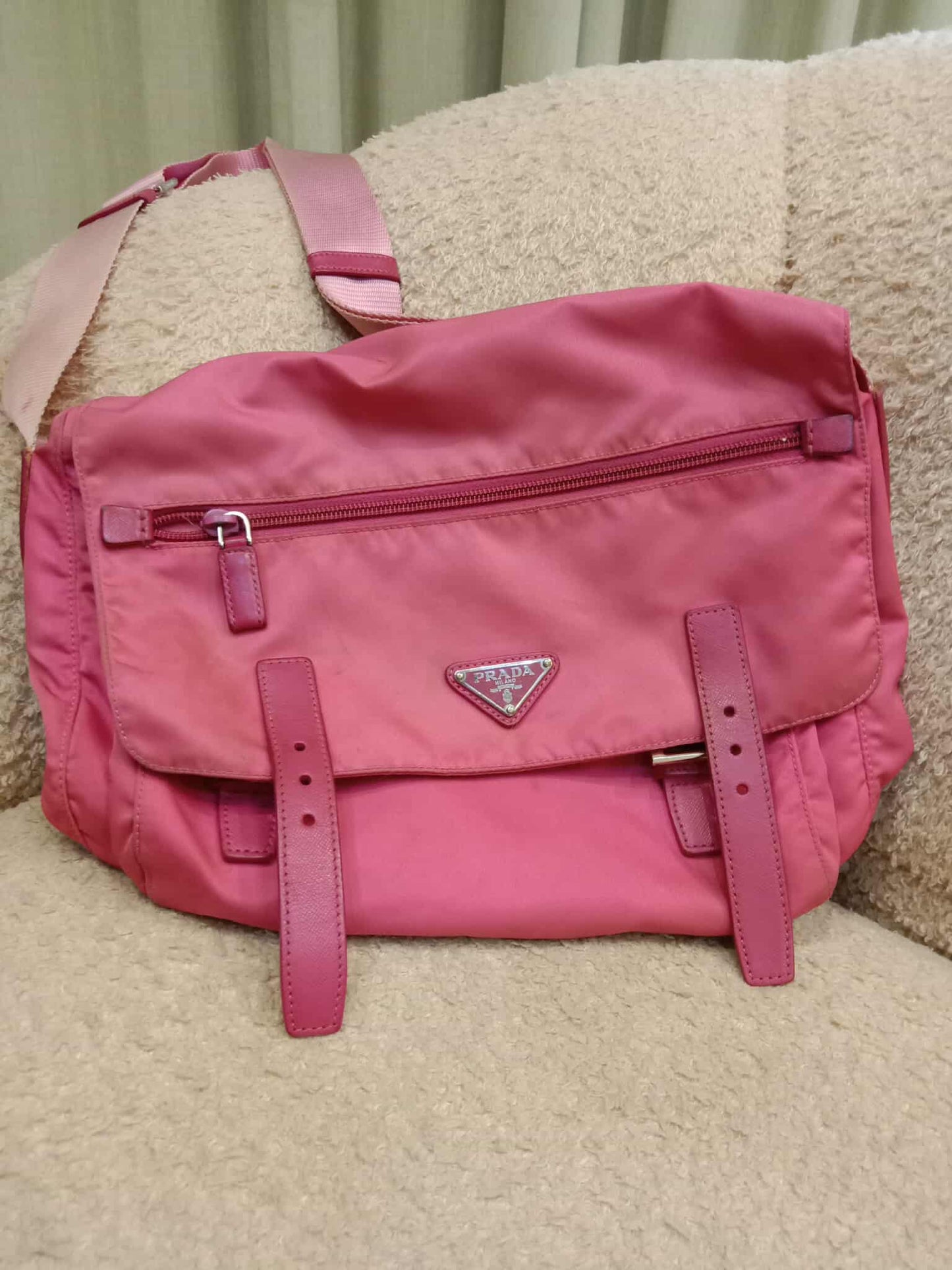Prada Pink Tessuto Nylon/Leather Messenger Bag