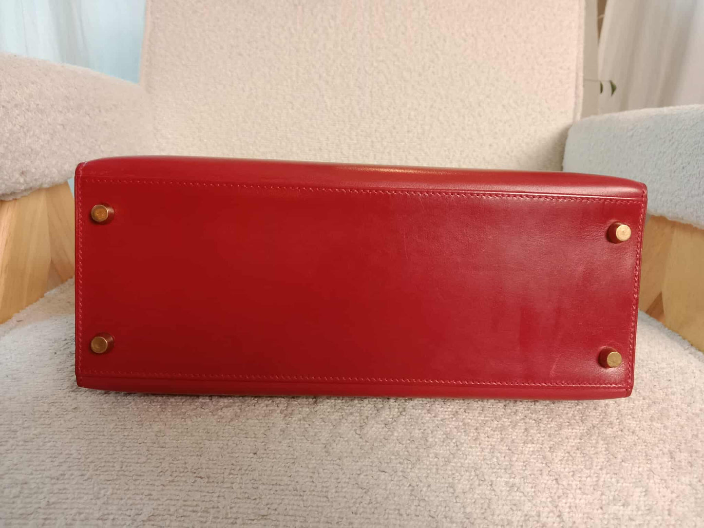 Hermes Kelly 28 Calfbox Leather Rouge VIF Stamp F Square 2002