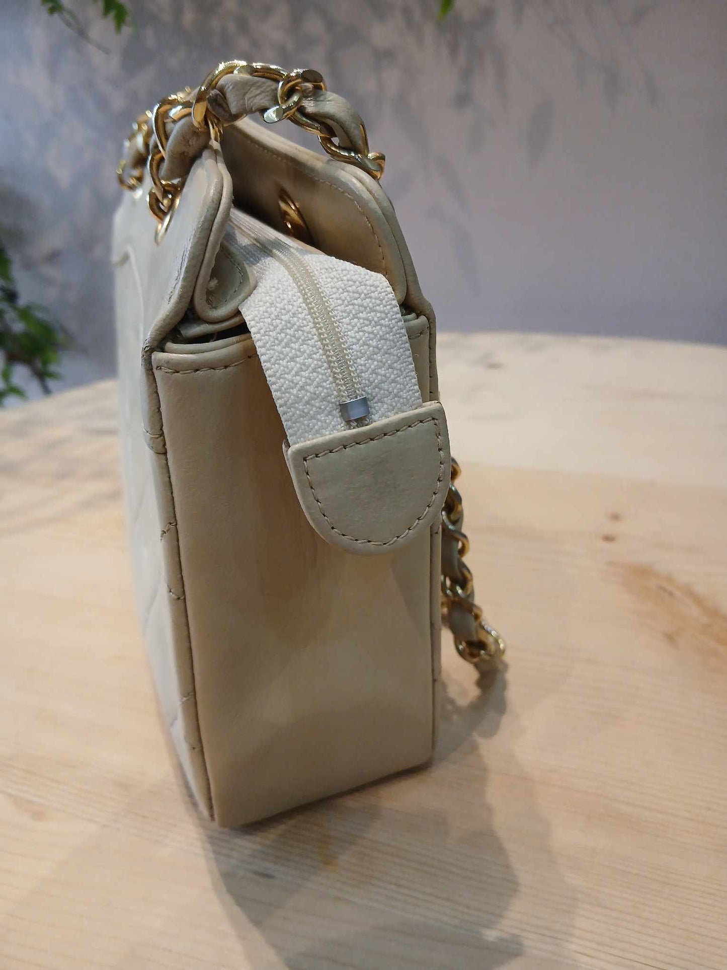 Chanel Vintage Beige Lambskin Bag Series 1