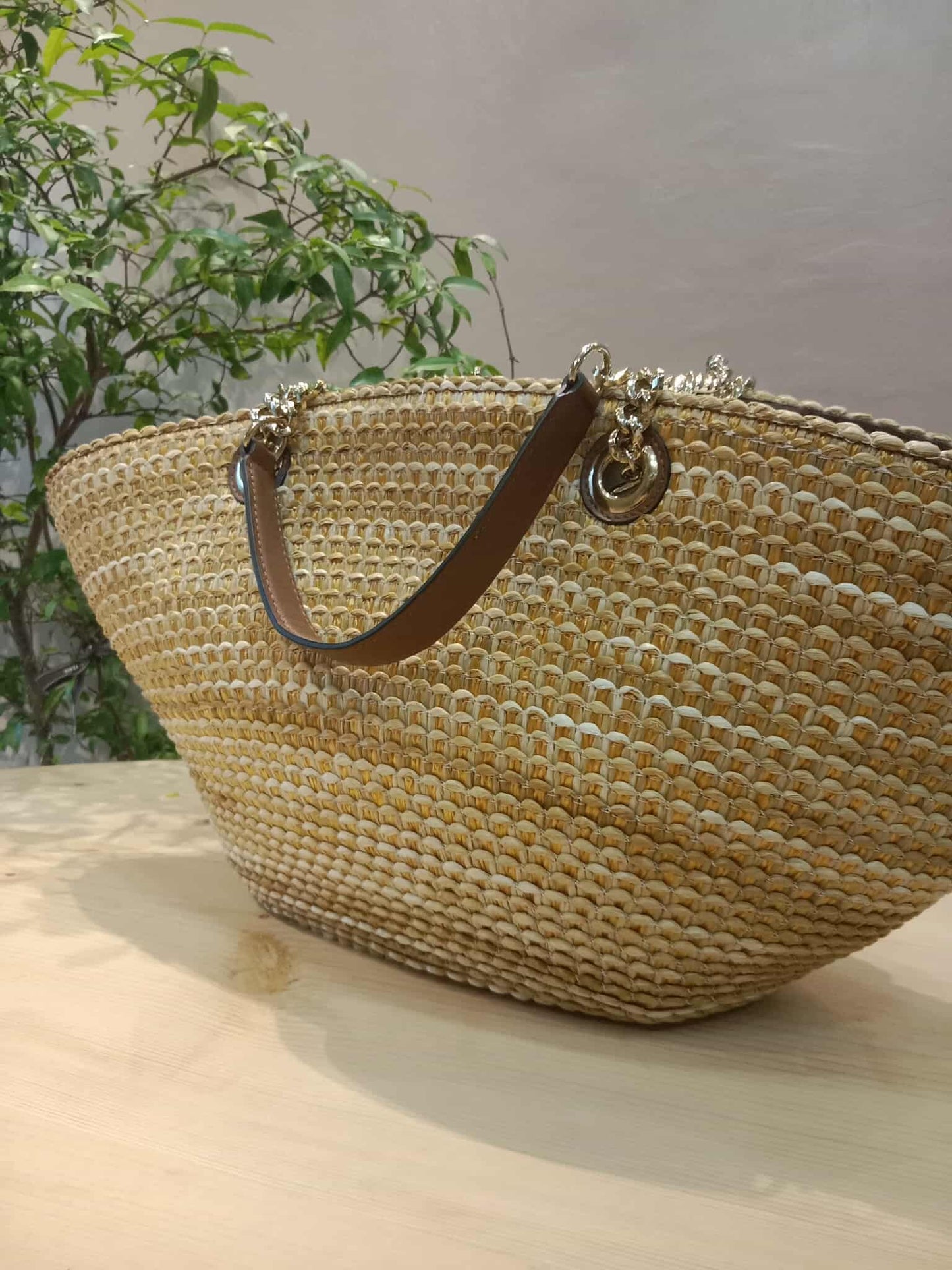 Jimmy Choo Mari Woven Raffia Tote Handbag
