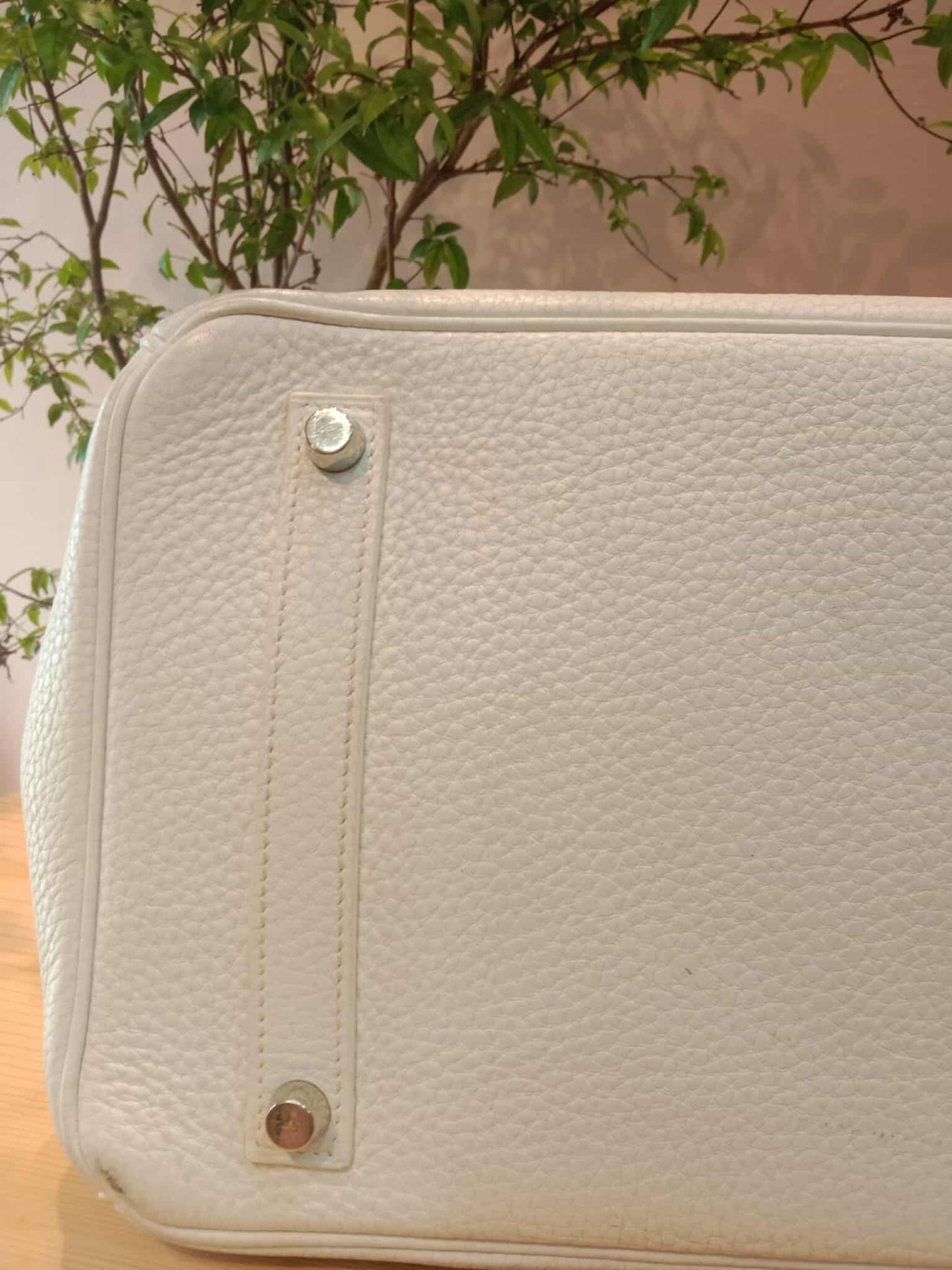 Hermes Birkin 35 White Clemence Stamp N Square 2010