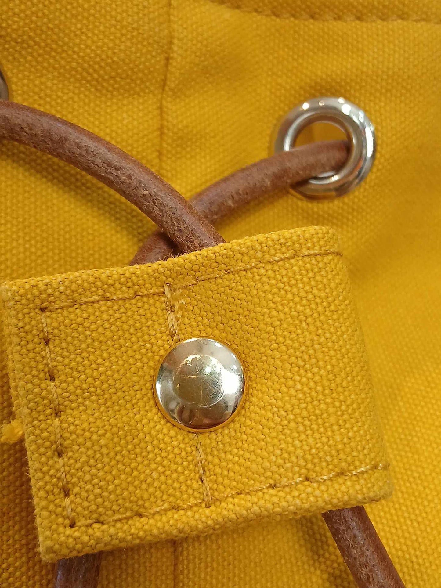 Hermes Yellow Canvas Sac Polochon Mimile Drawstring Backpack