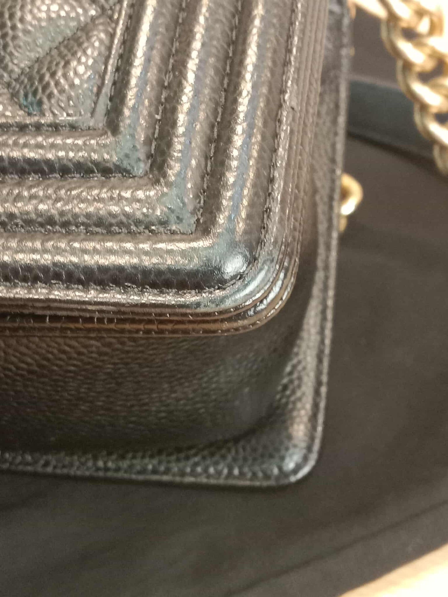 Chanel Leboy Old Medium Quilted Caviar Black Series 25