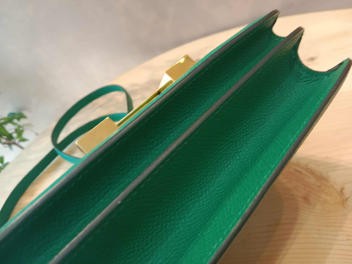 Hermes Constance 18 Green Epsom Stamp C 2018