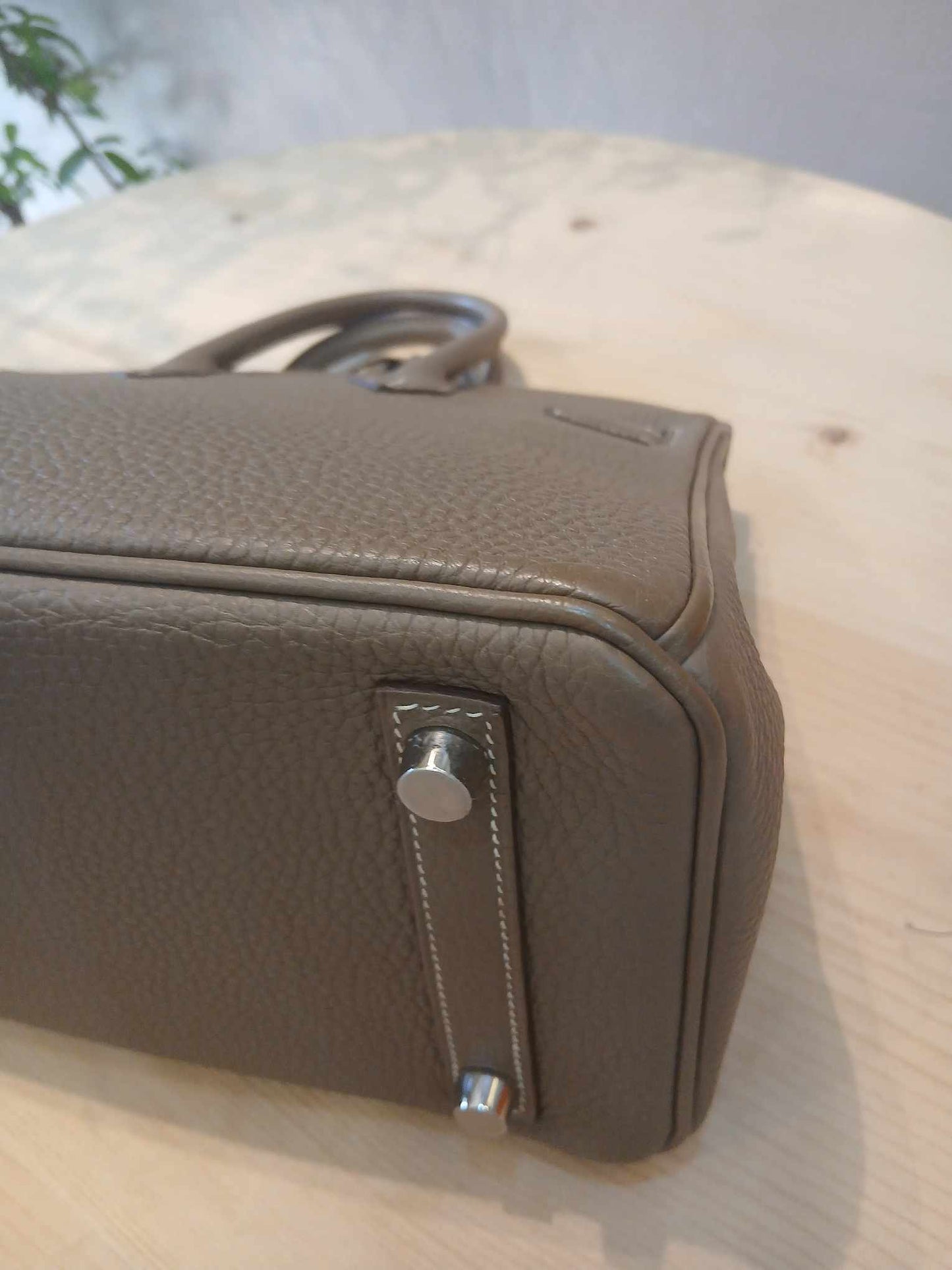 Hermes Birkin 25 Etoupe Clemence Stamp A 2017