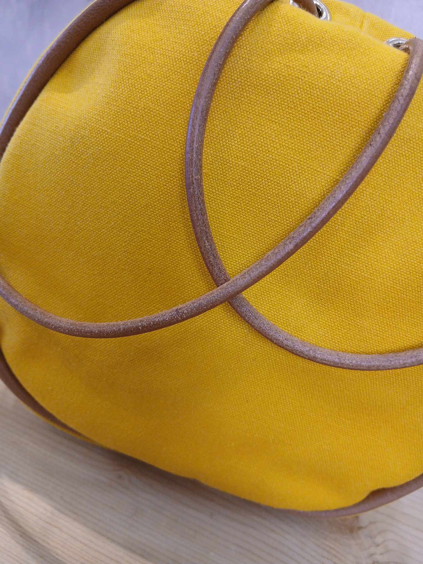 Hermes Yellow Canvas Sac Polochon Mimile Drawstring Backpack