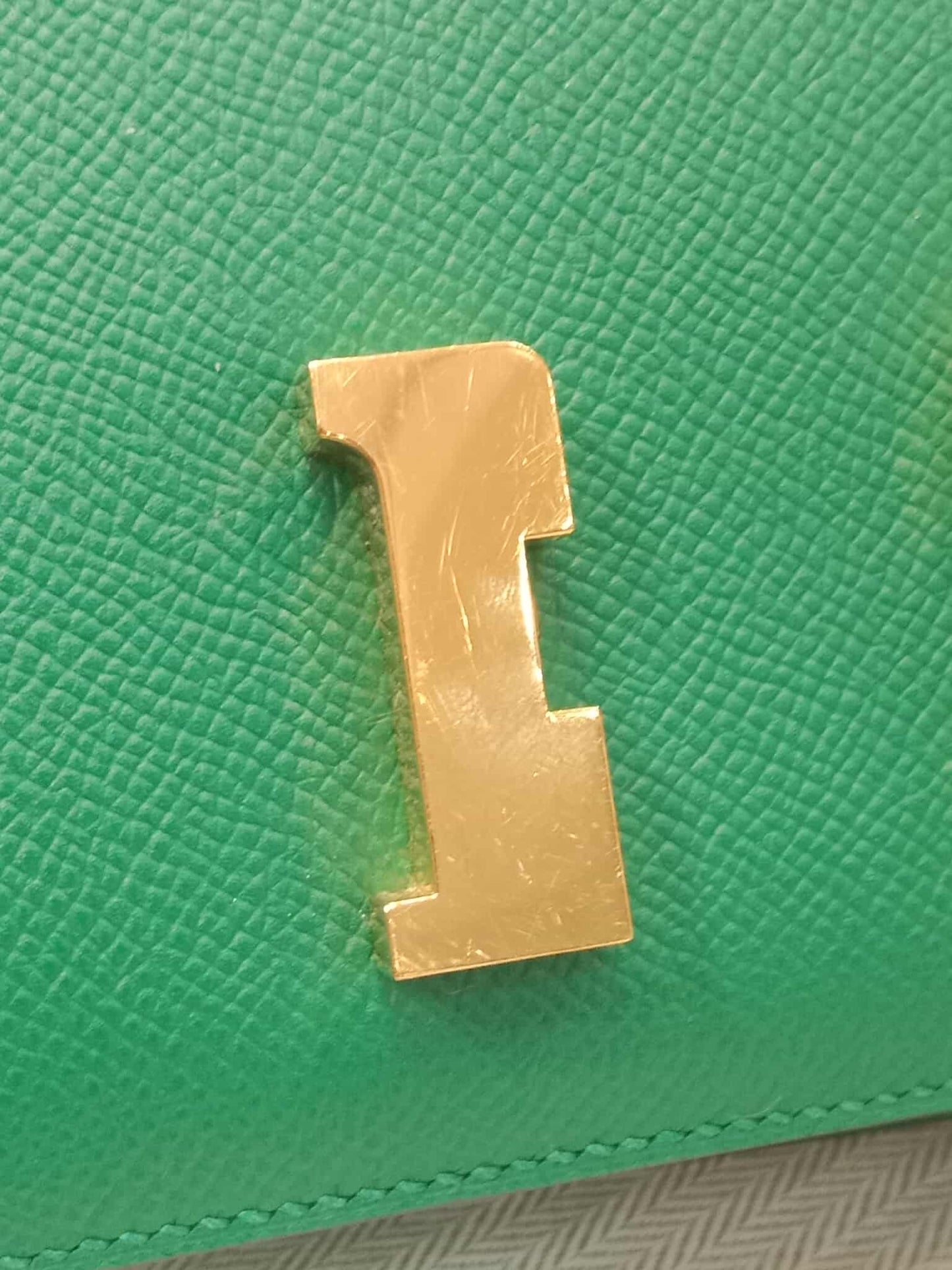 Hermes Constance 18 Green Epsom Stamp C 2018