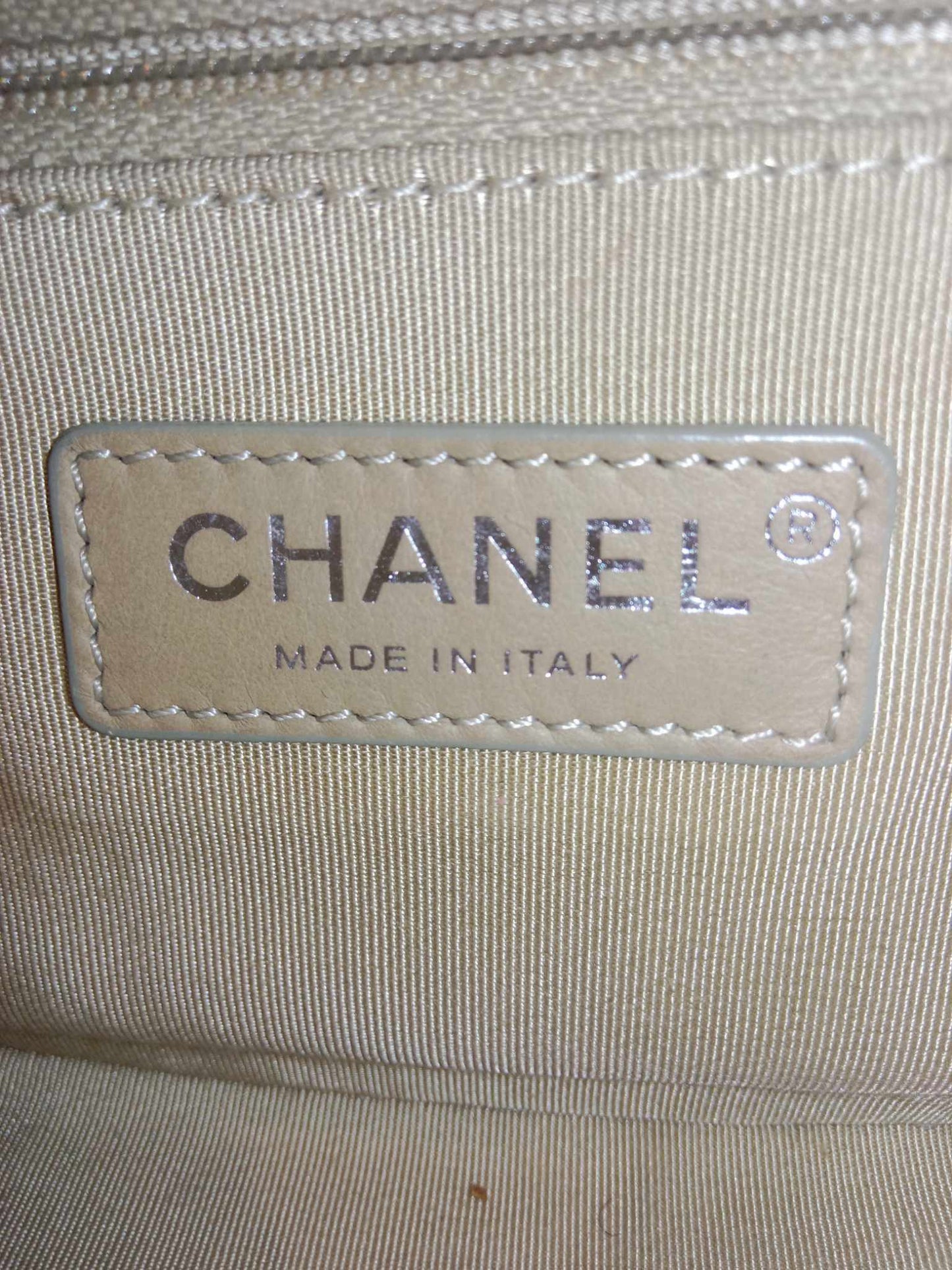 Chanel White Small Chevron Gabrielle Hobo Aged Calfskin Series 29