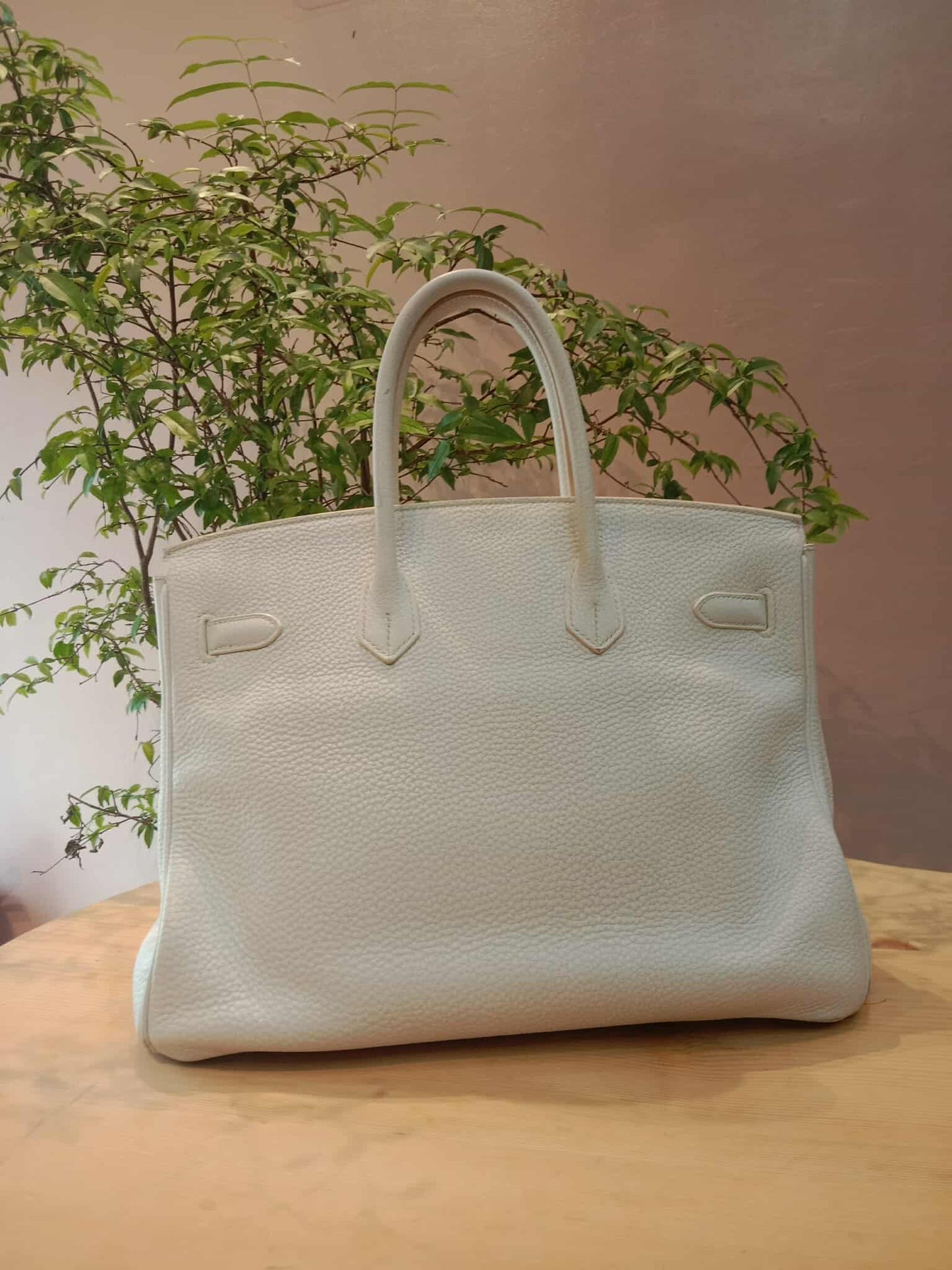 Hermes Birkin 35 White Clemence Stamp N Square 2010