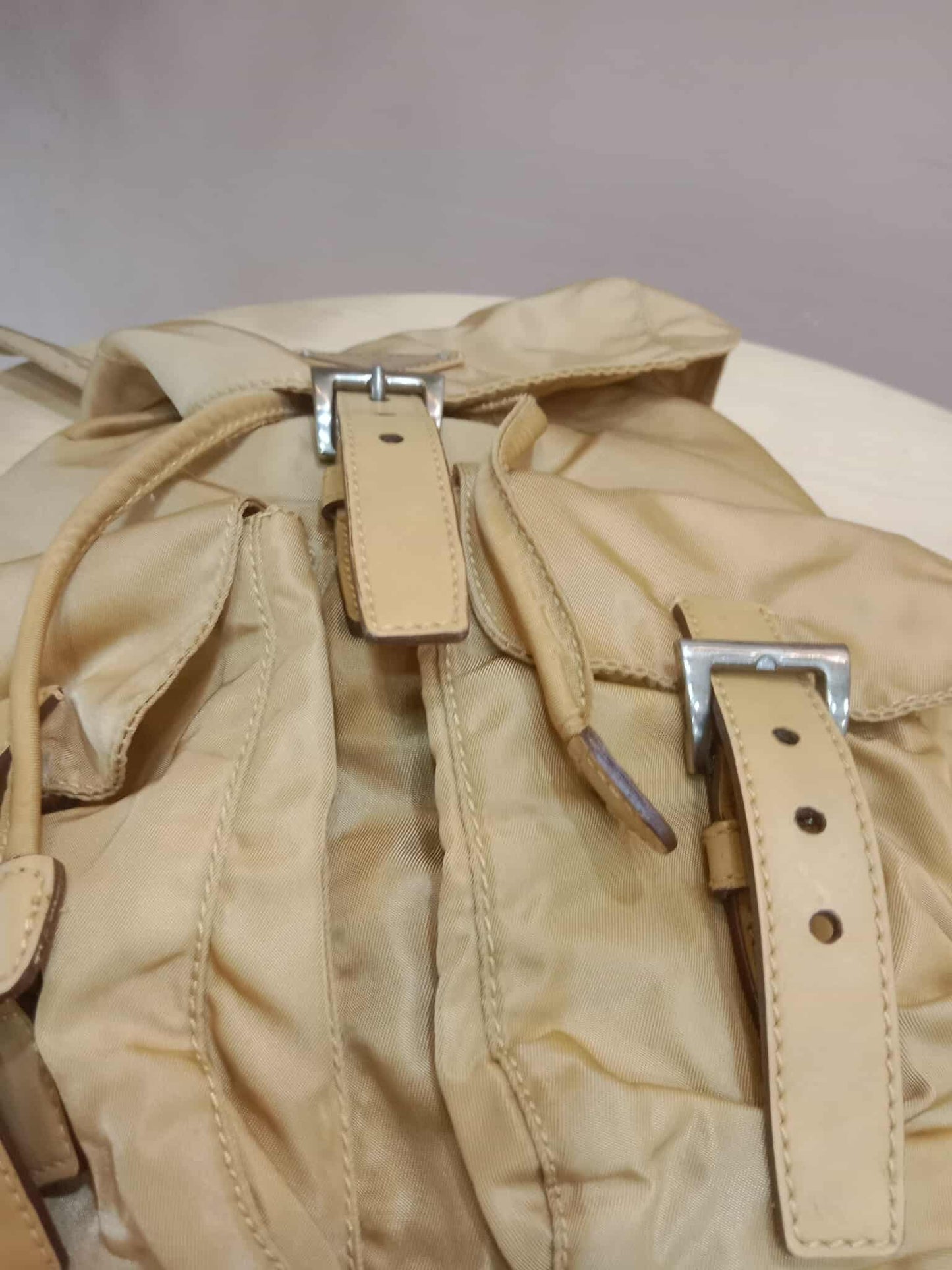 Prada Nylon Backpack Small Beige