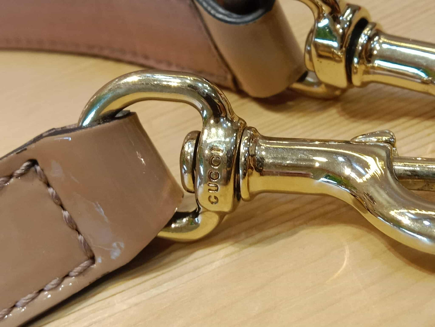 Gucci Beige Microguccissima Nice Patent Leather Satchel Bag
