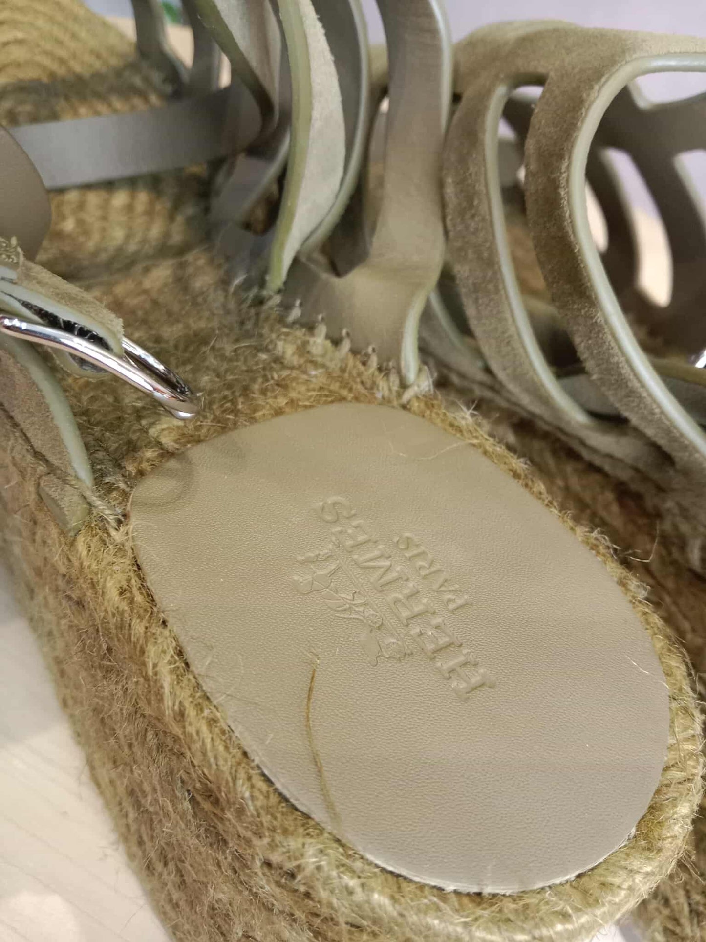 Hermes Espadrille Wedge Sandals Khaki SIze 37