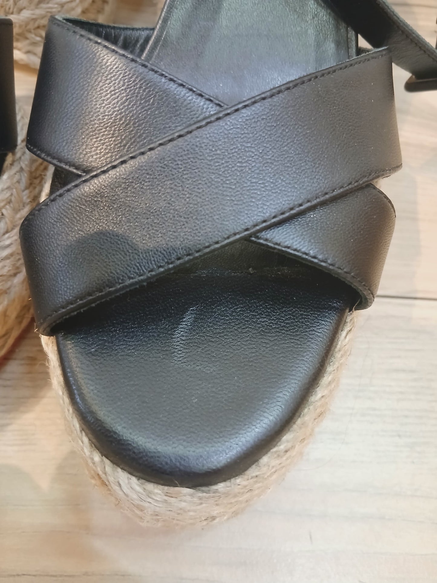 Chrstian Louboutin Mariza Zeppa Leather-Trimmed Espadrille Wedge Size 38