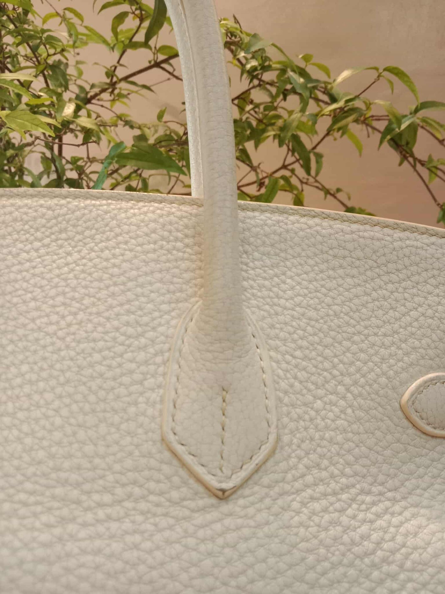 Hermes Birkin 35 White Clemence Stamp N Square 2010