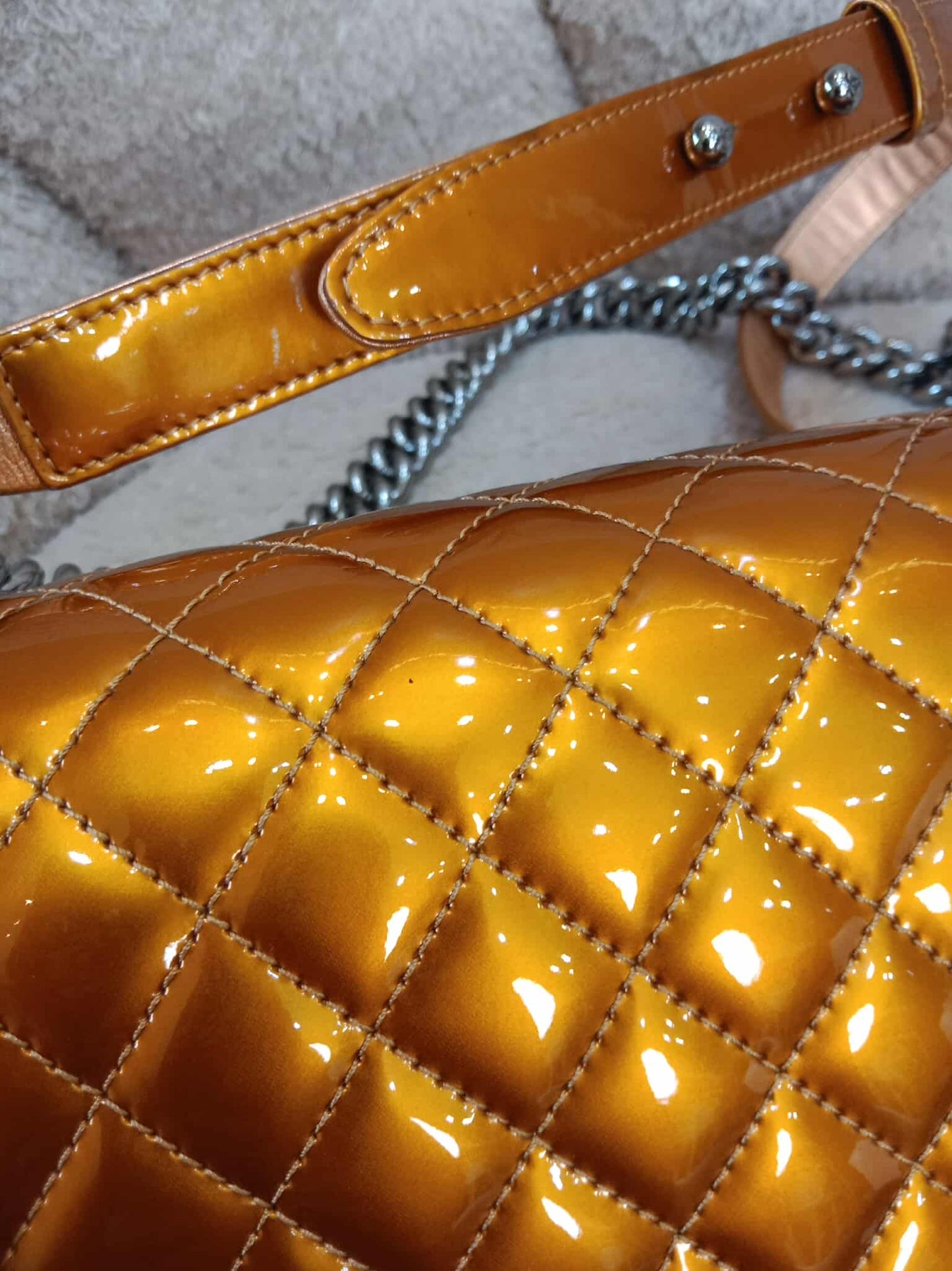 Chanel Quilted Patent Leboy Bronze Series 19