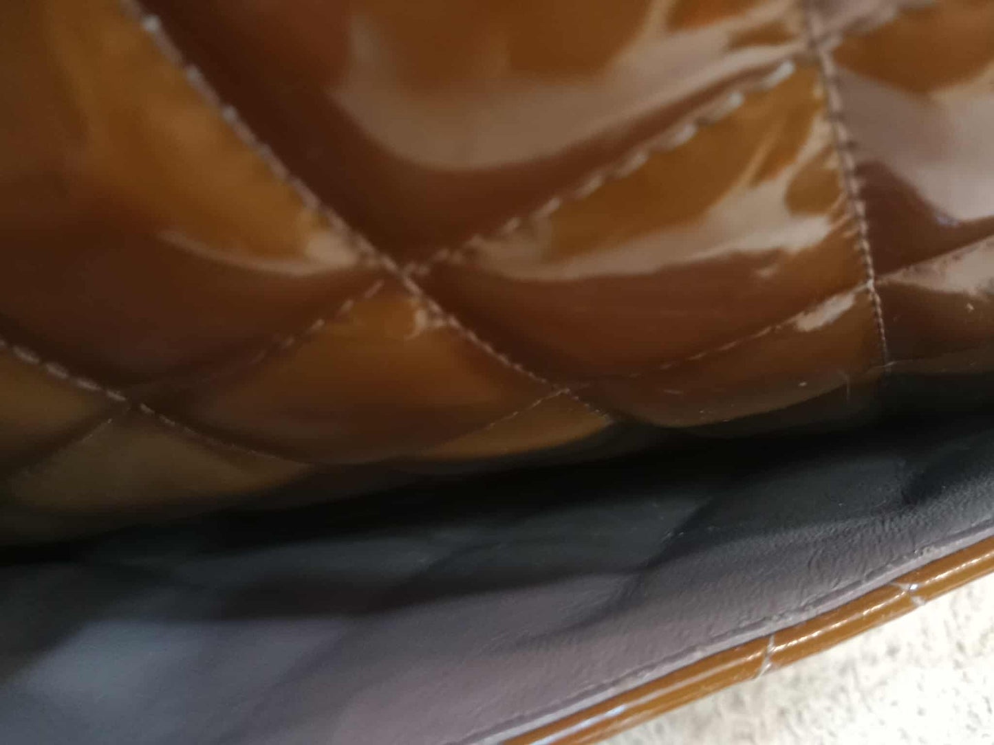 Chanel Quilted Maxi Double Flap Patent Tan Series 15